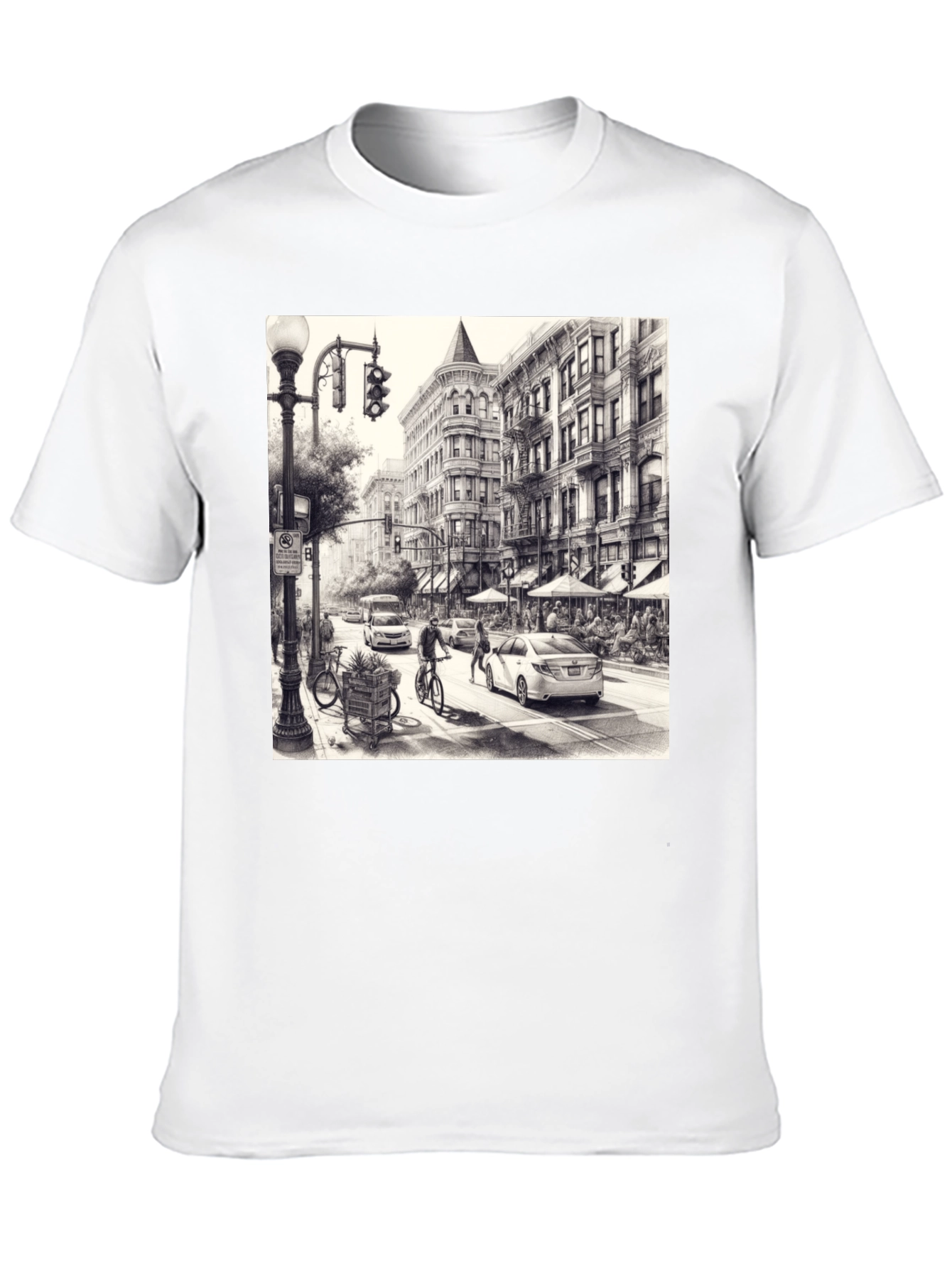 Urban Sketch Tee - Black Cotton Graphic T-Shirt