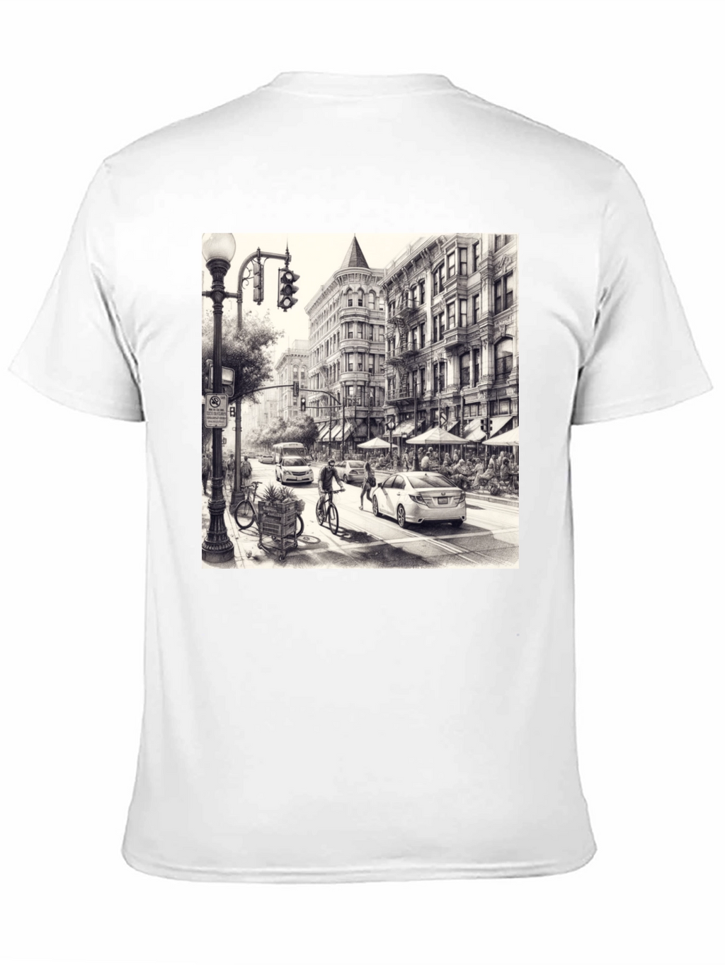 Urban Sketch Tee - Black Cotton Graphic T-Shirt