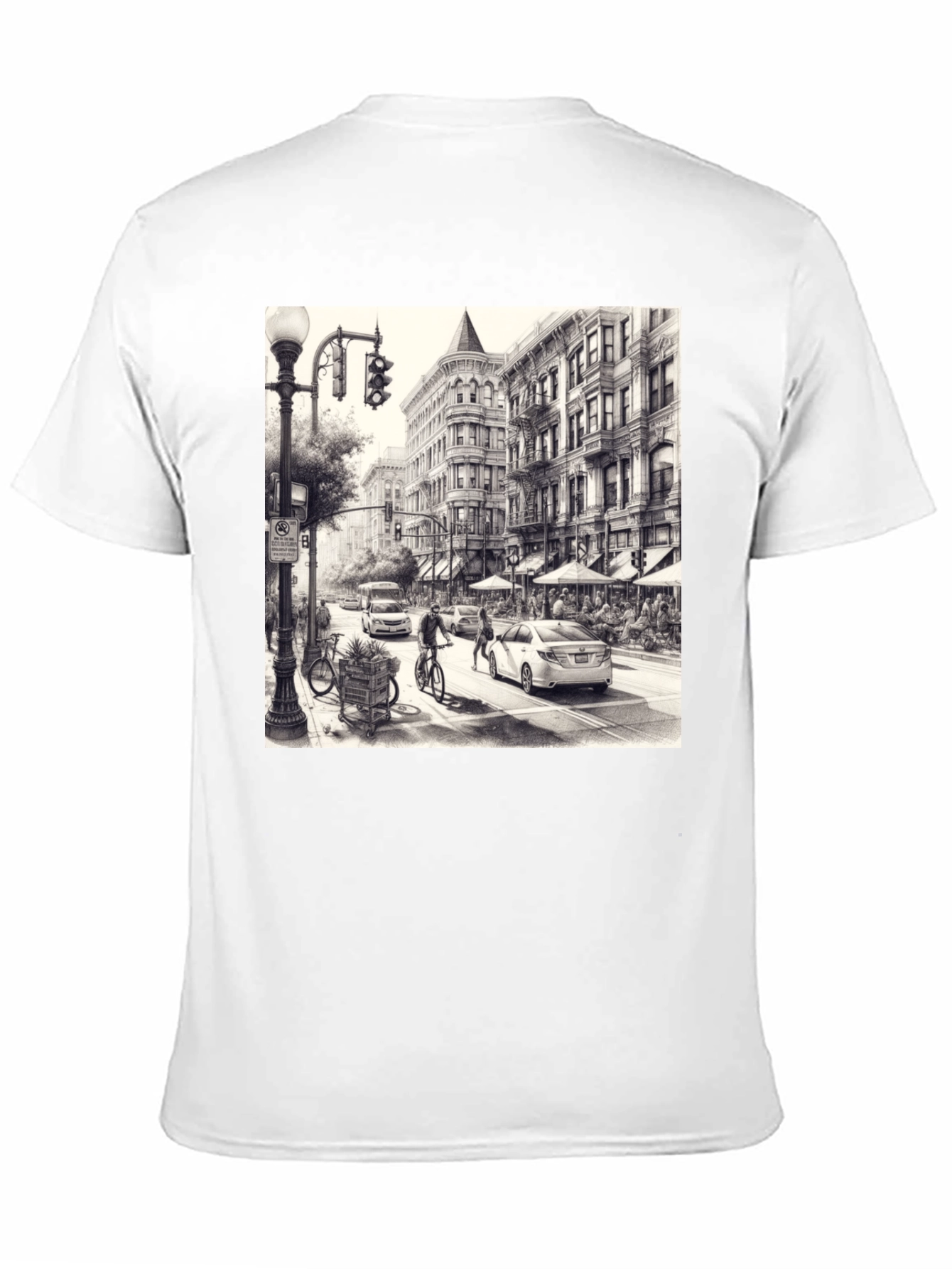 Urban Sketch Tee - Black Cotton Graphic T-Shirt