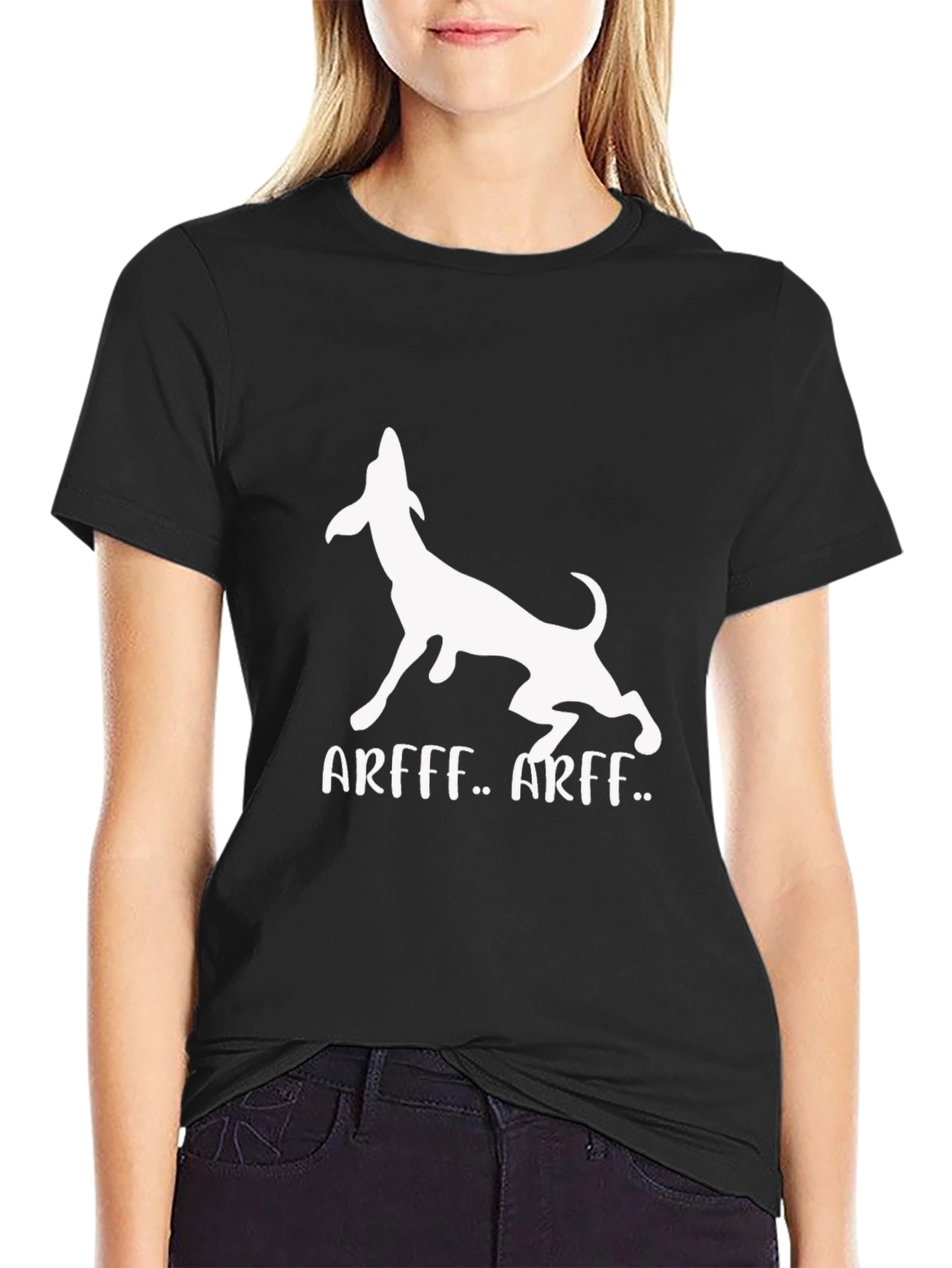 Arff Dog Graphic Tee - Black Cotton T-Shirt