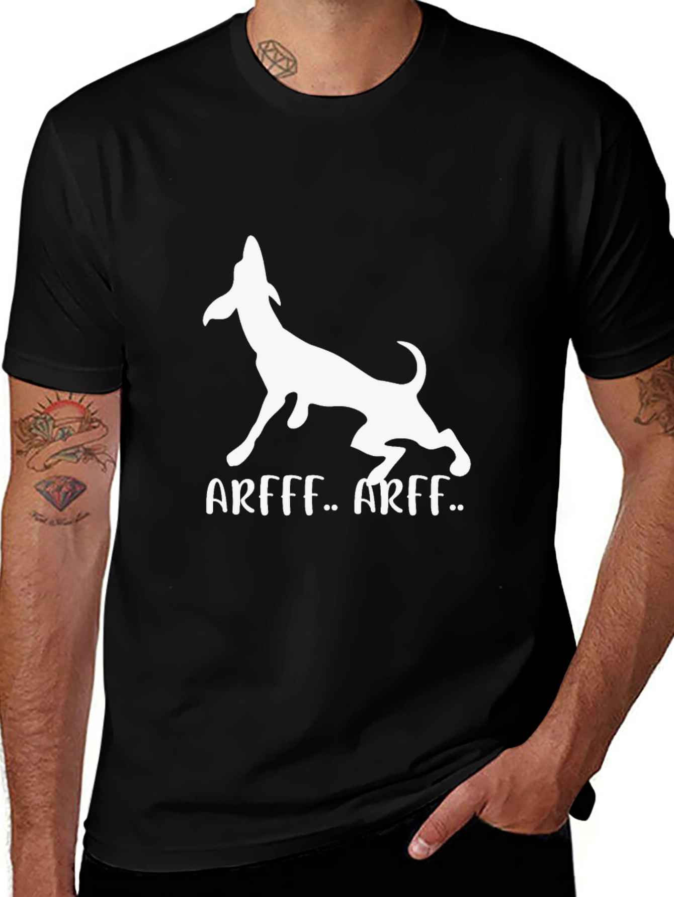 Arff Dog Graphic Tee - Black Cotton T-Shirt