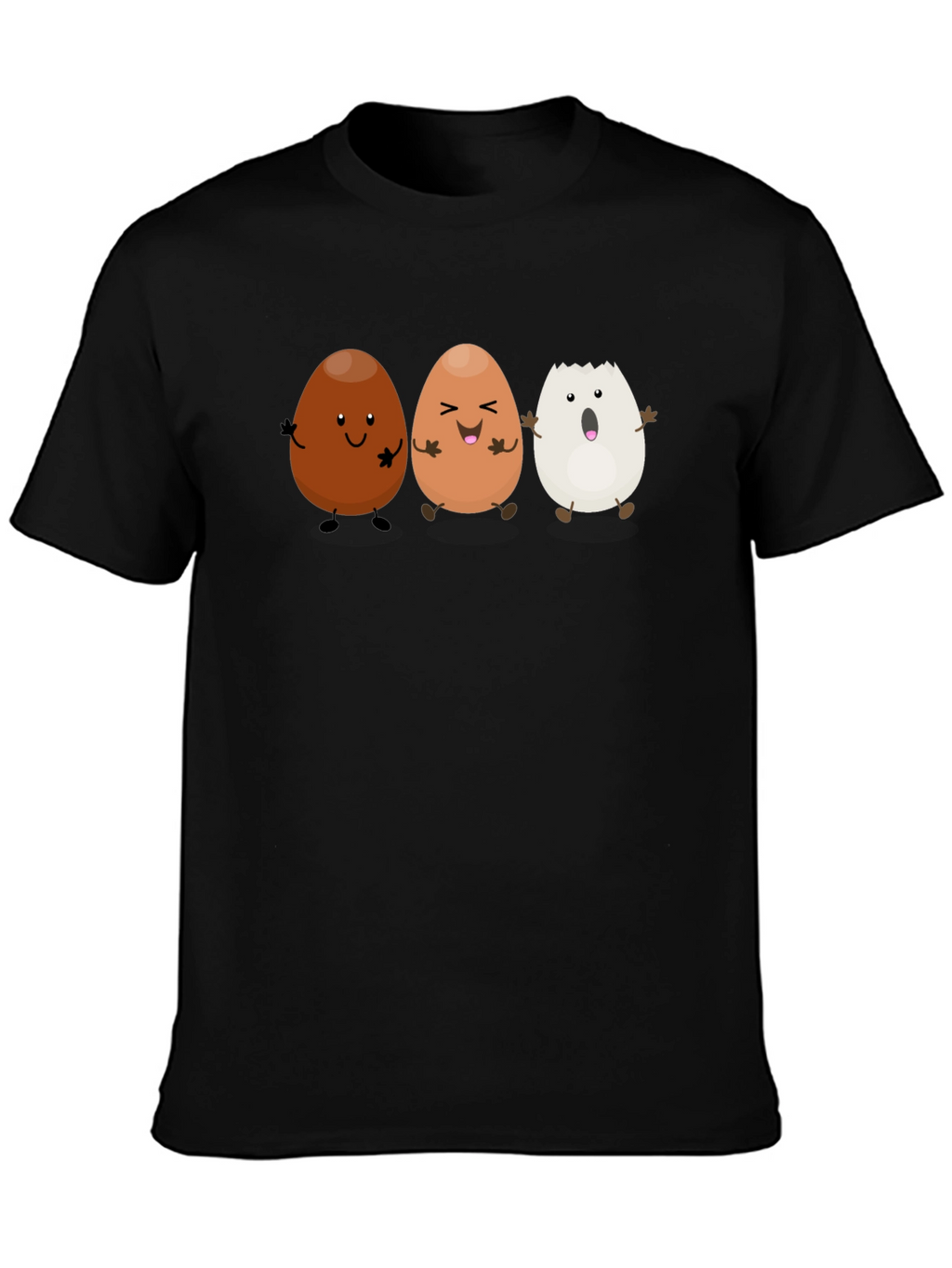 Funny Egg Cartoon Black T-Shirt
