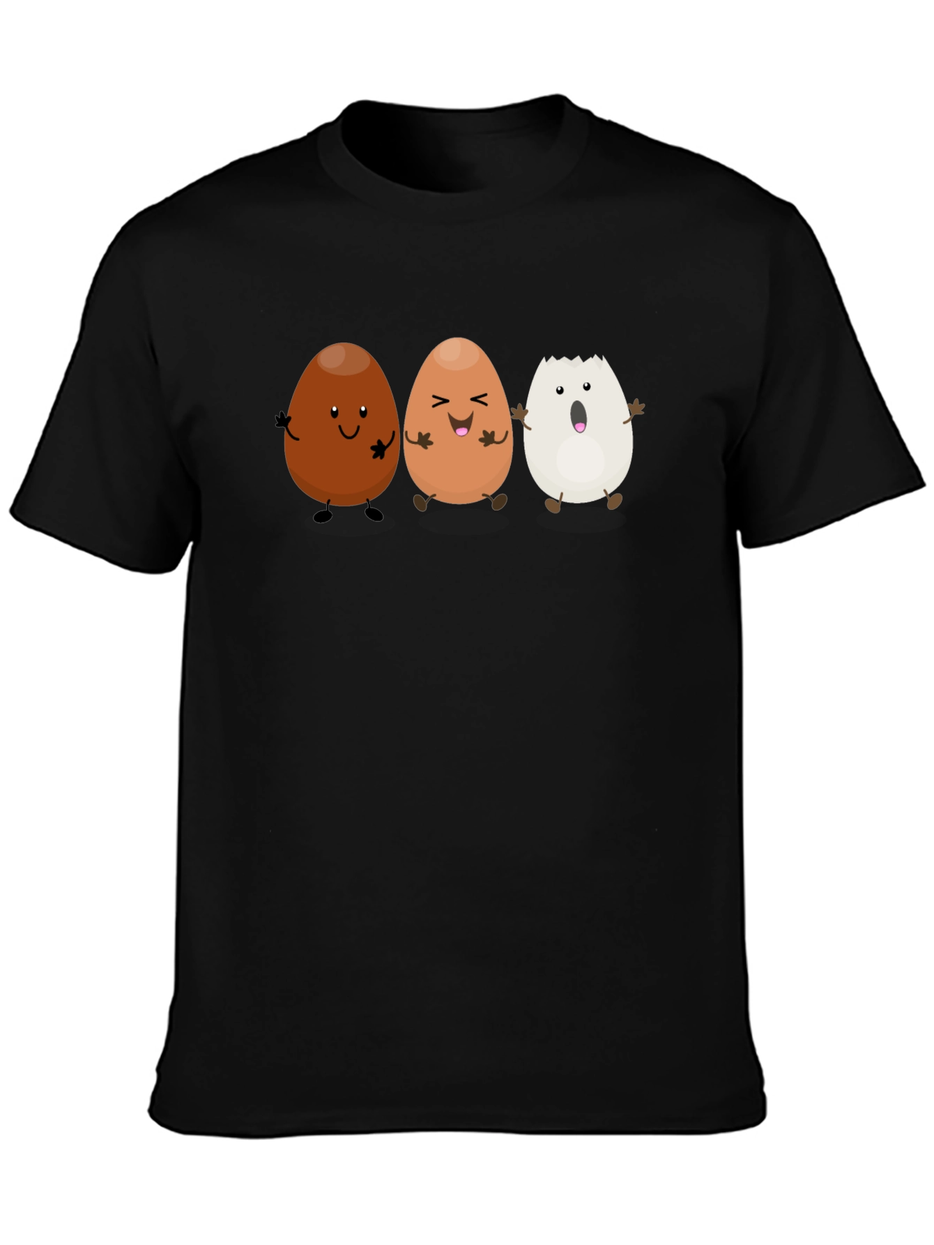 Funny Egg Cartoon Black T-Shirt