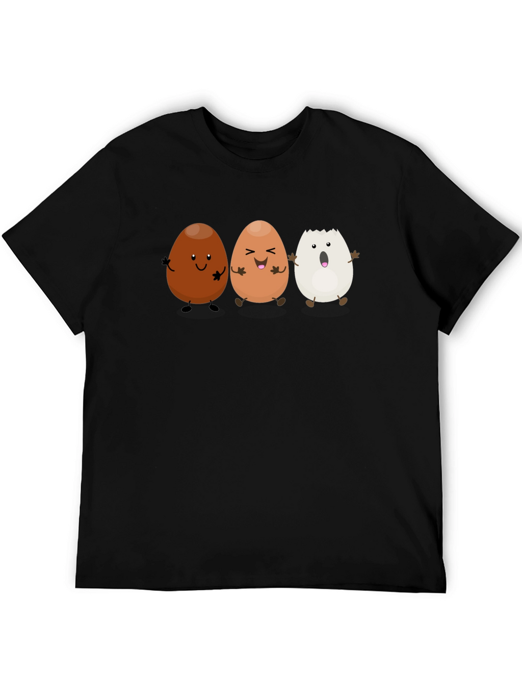 Funny Egg Cartoon Black T-Shirt
