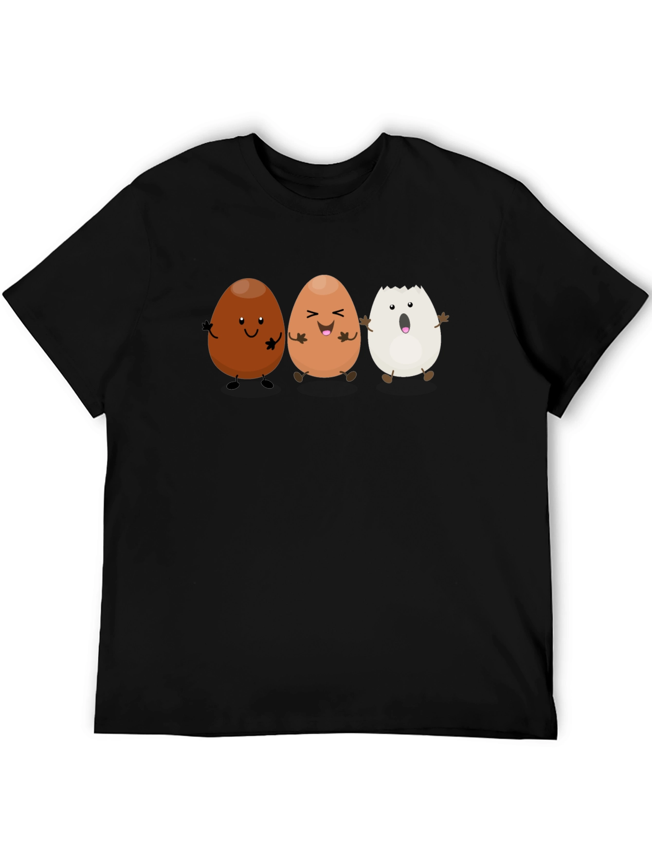Funny Egg Cartoon Black T-Shirt