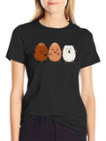 Funny Egg Cartoon Black T-Shirt