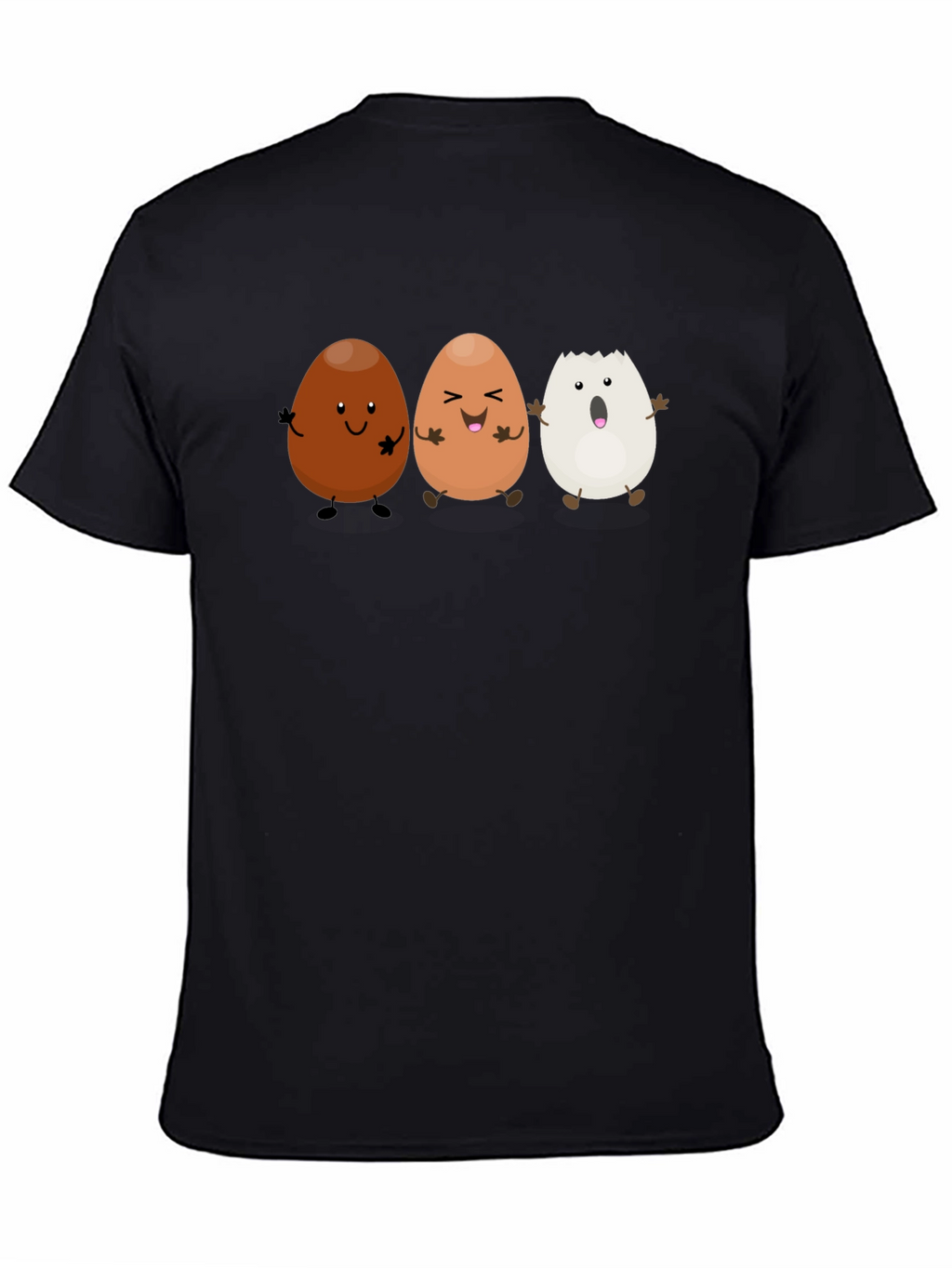 Funny Egg Cartoon Black T-Shirt