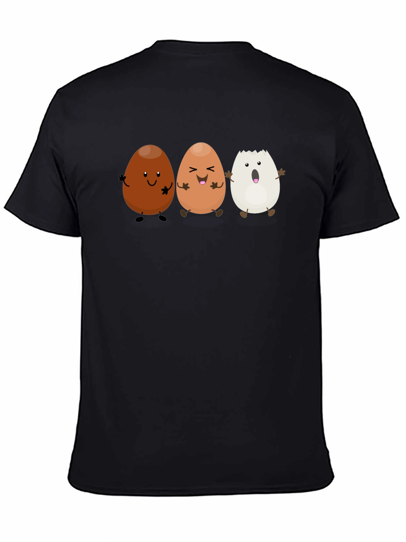 Funny Egg Cartoon Black T-Shirt