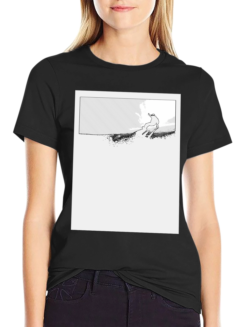Ski Jumper Graphic Black T-Shirt