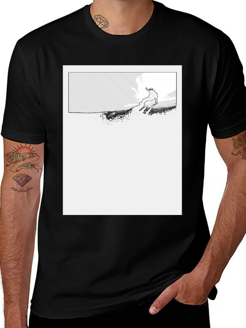 Ski Jumper Graphic Black T-Shirt