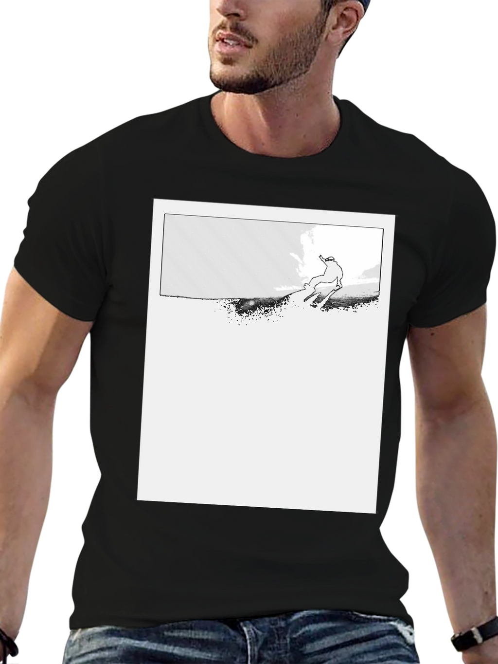 Ski Jumper Graphic Black T-Shirt