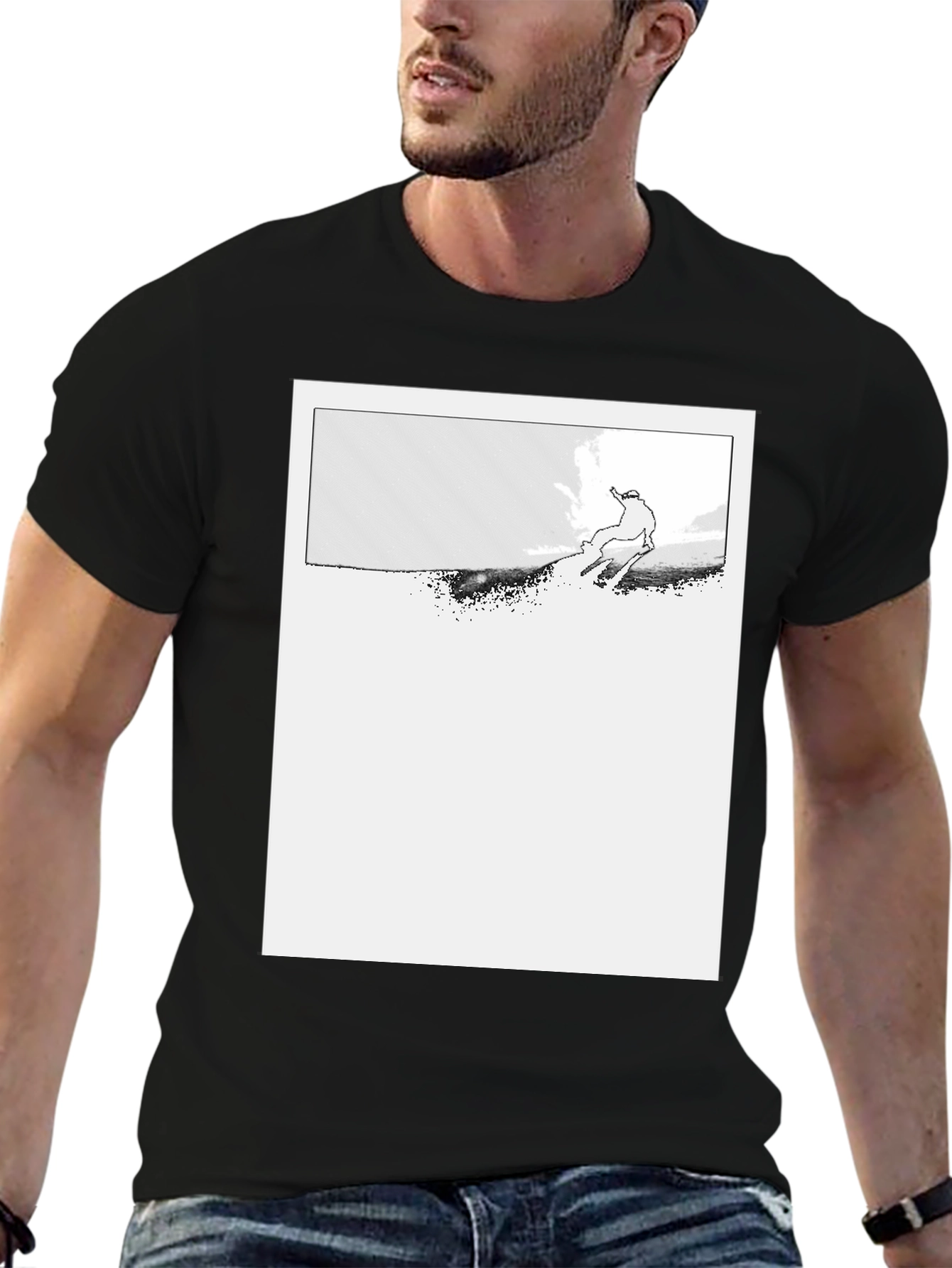 Ski Jumper Graphic Black T-Shirt
