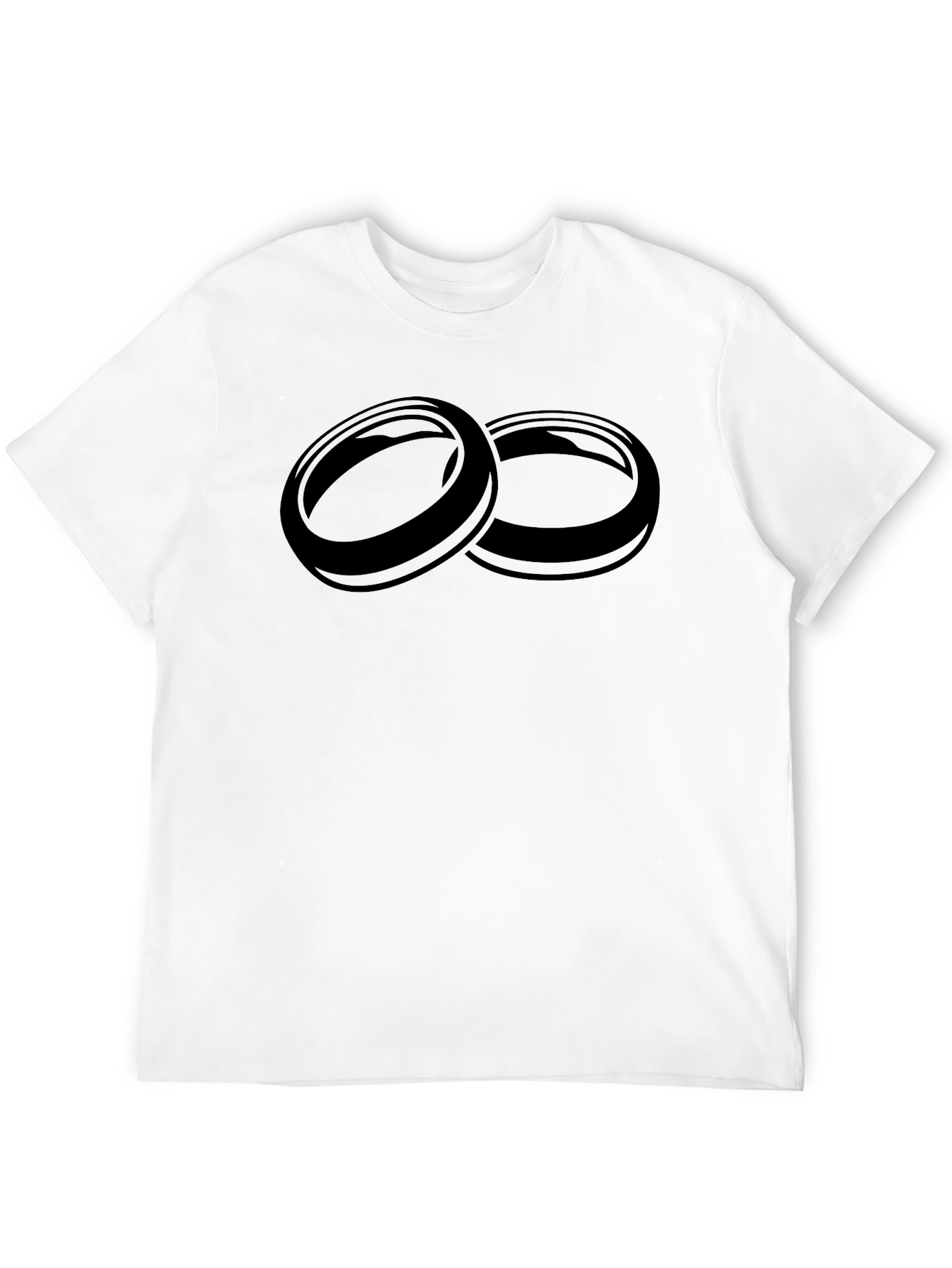 Mens Black T-Shirt with Interlocking Rings Graphic