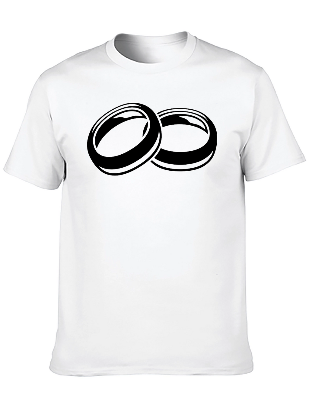 Mens Black T-Shirt with Interlocking Rings Graphic