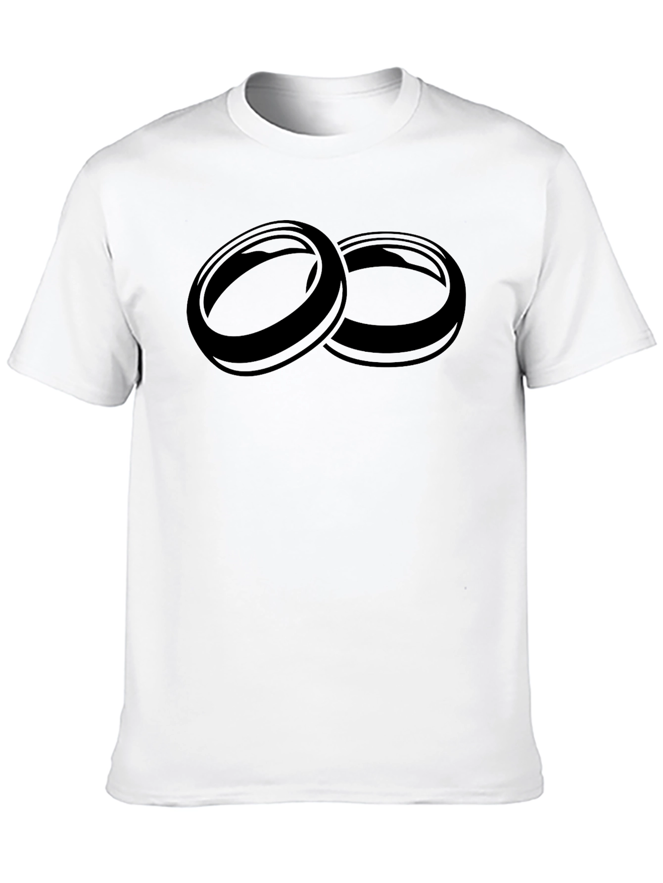 Mens Black T-Shirt with Interlocking Rings Graphic