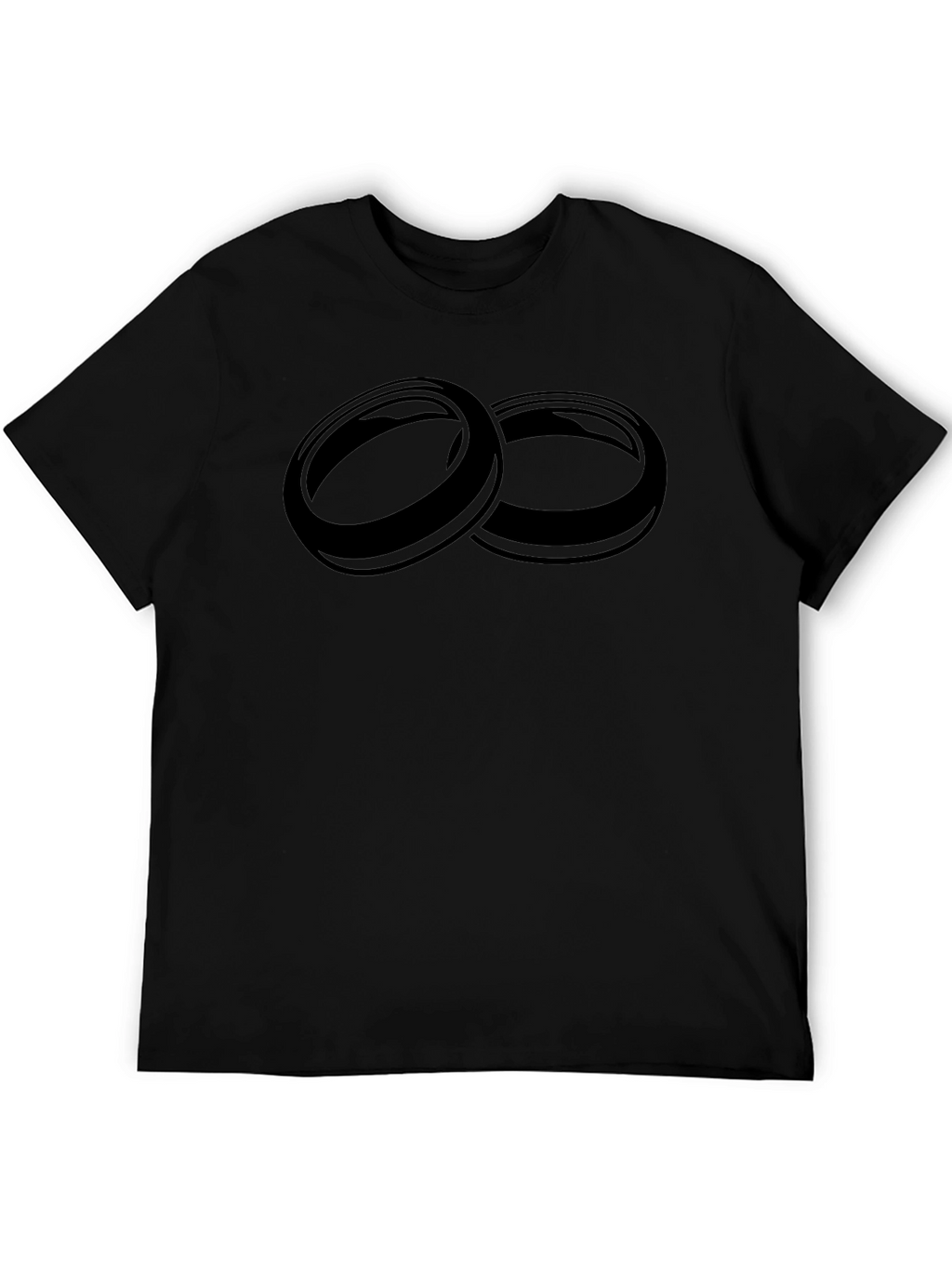 Mens Black T-Shirt with Interlocking Rings Graphic