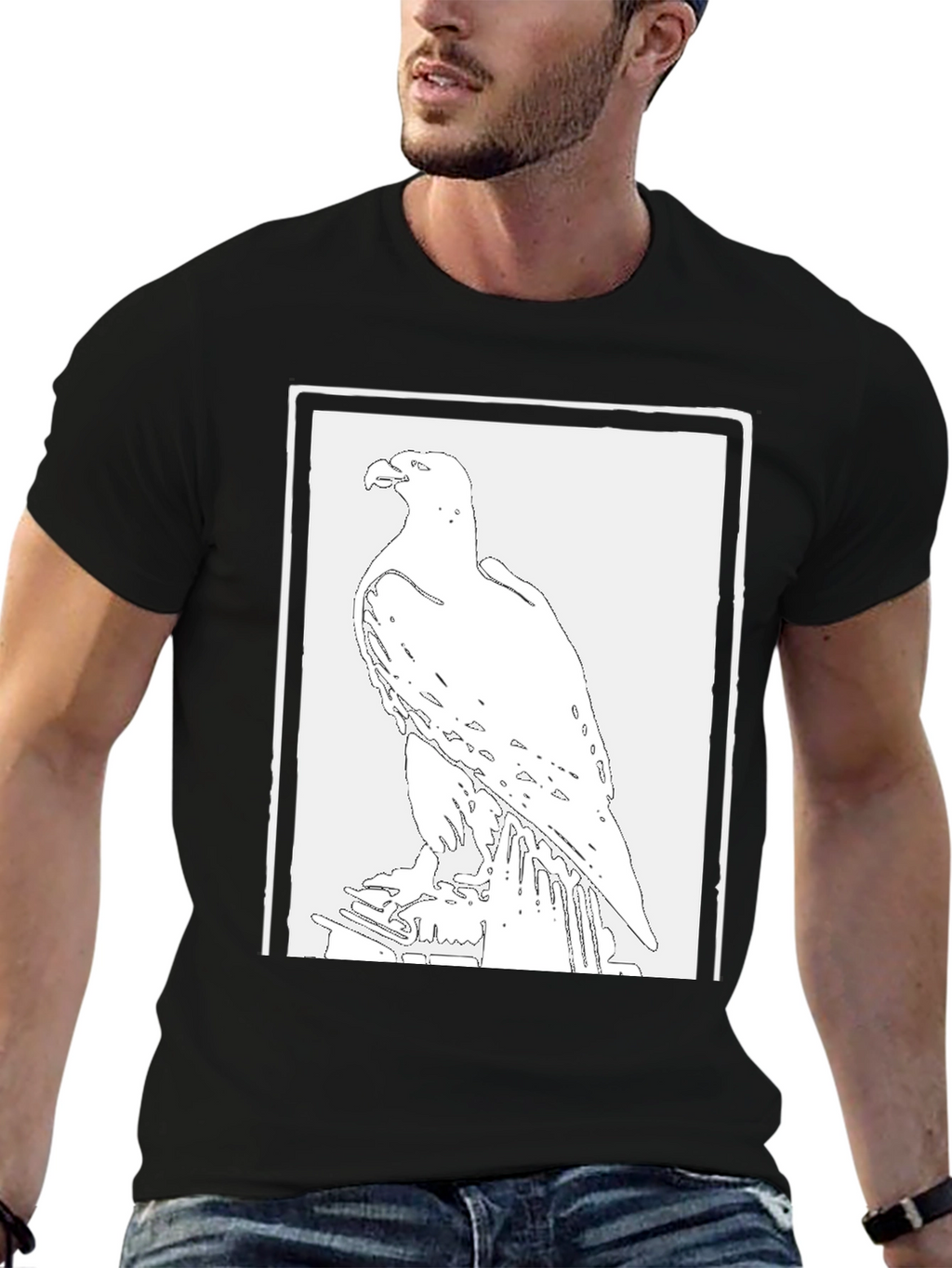 Eagle Graphic Tee - Black Cotton T-Shirt