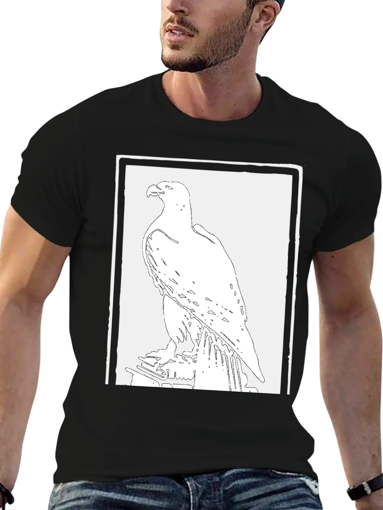 Eagle Graphic Tee - Black Cotton T-Shirt