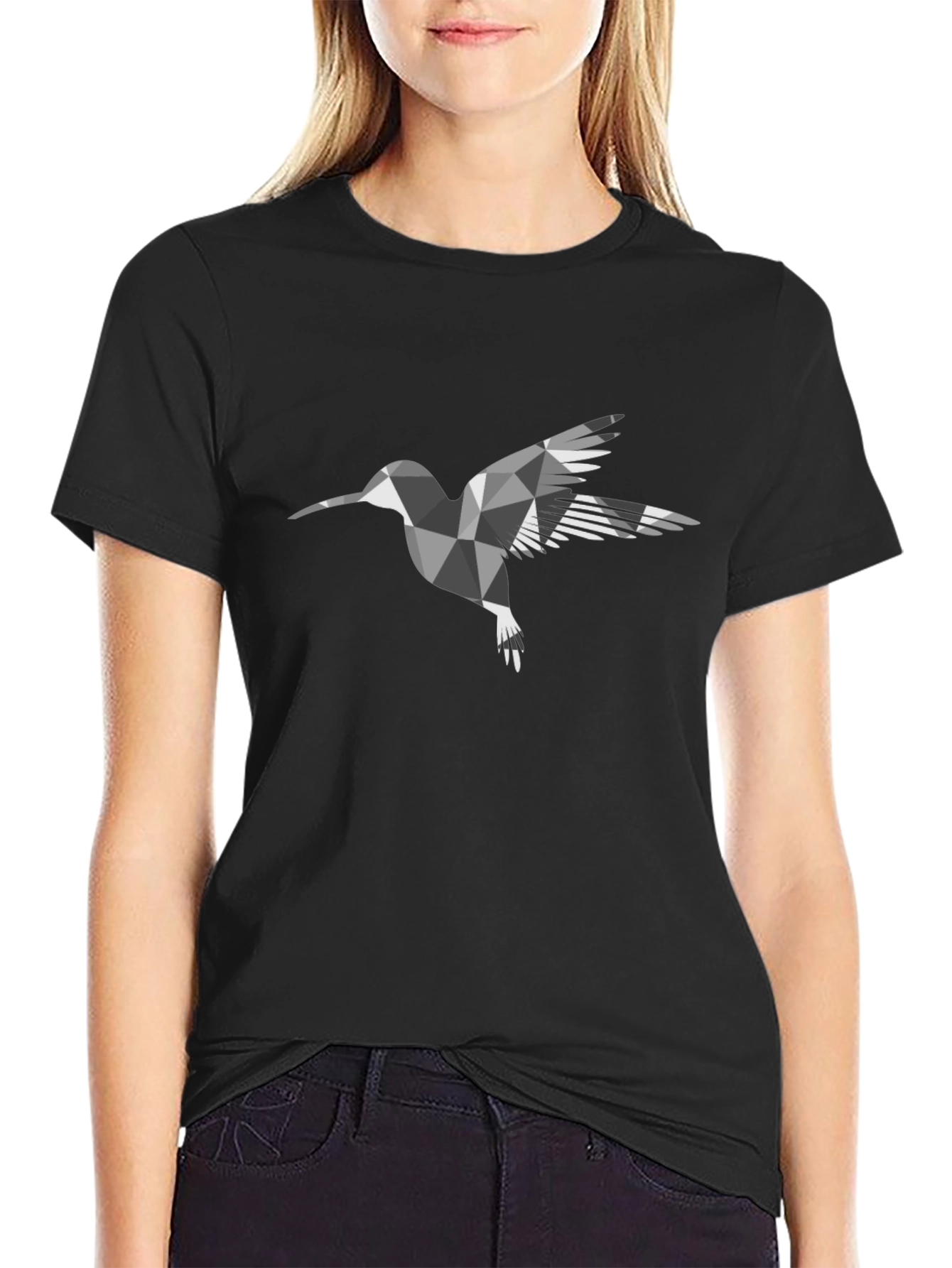 Geometric Hummingbird Graphic Tee - Stylish Bird Lover Shirt
