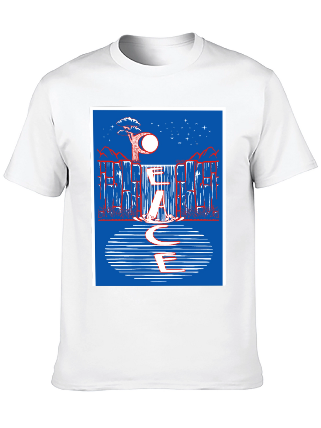 Abstract Waterfall Graphic Tee - Black Cotton Blend