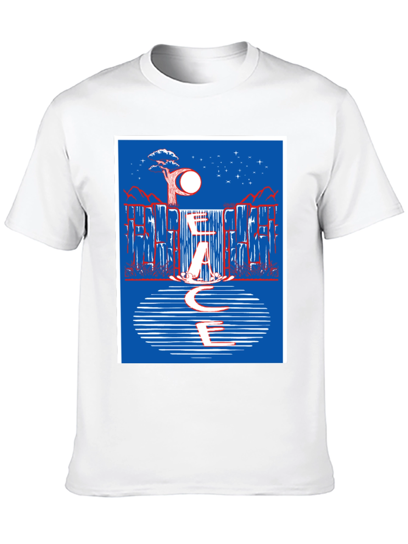Abstract Waterfall Graphic Tee - Black Cotton Blend