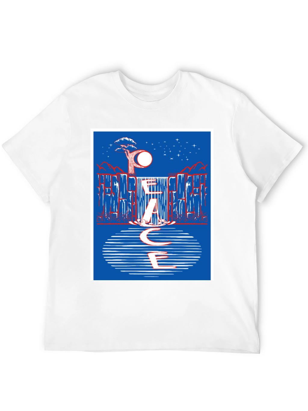 Abstract Waterfall Graphic Tee - Black Cotton Blend