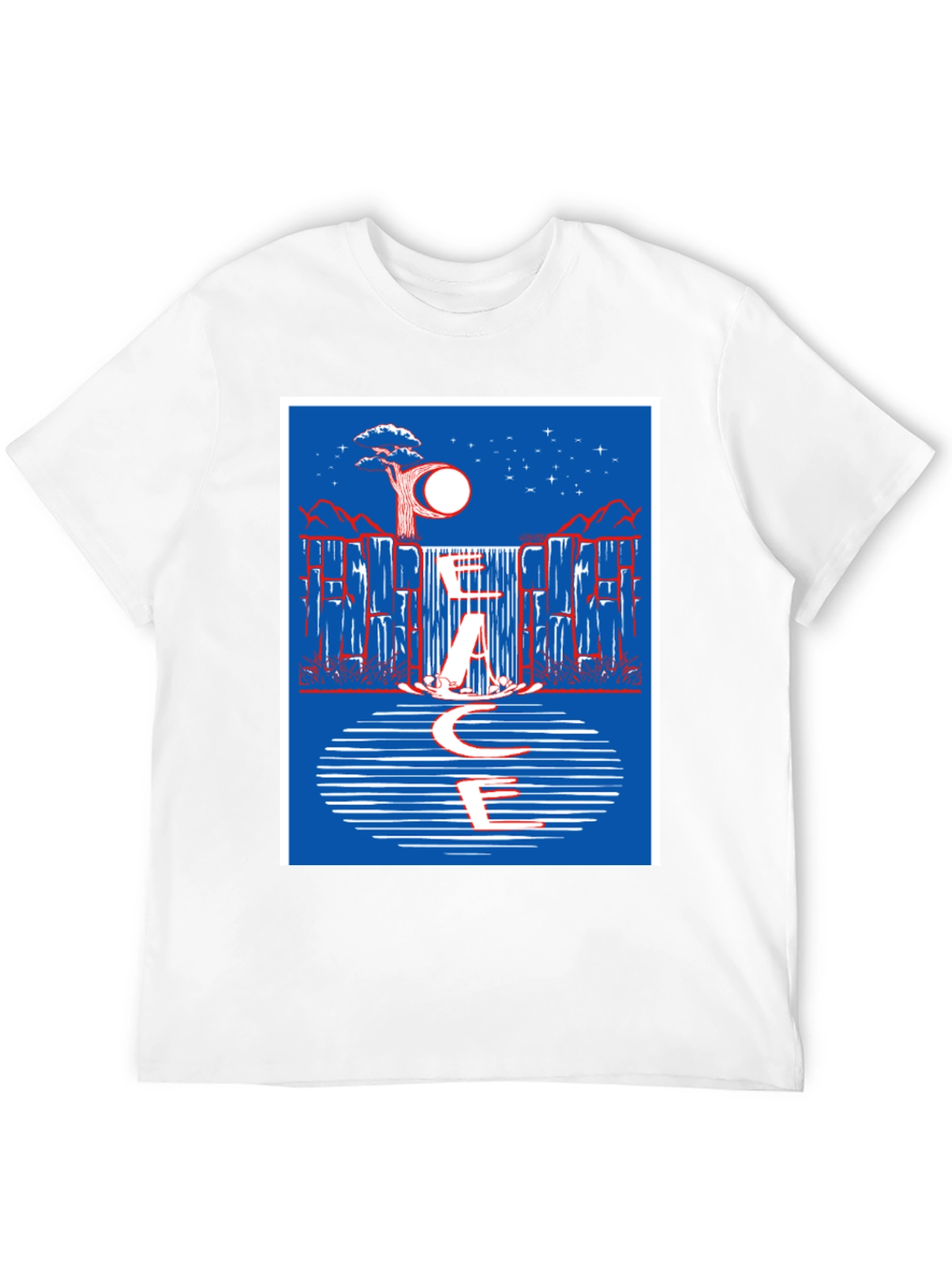 Abstract Waterfall Graphic Tee - Black Cotton Blend