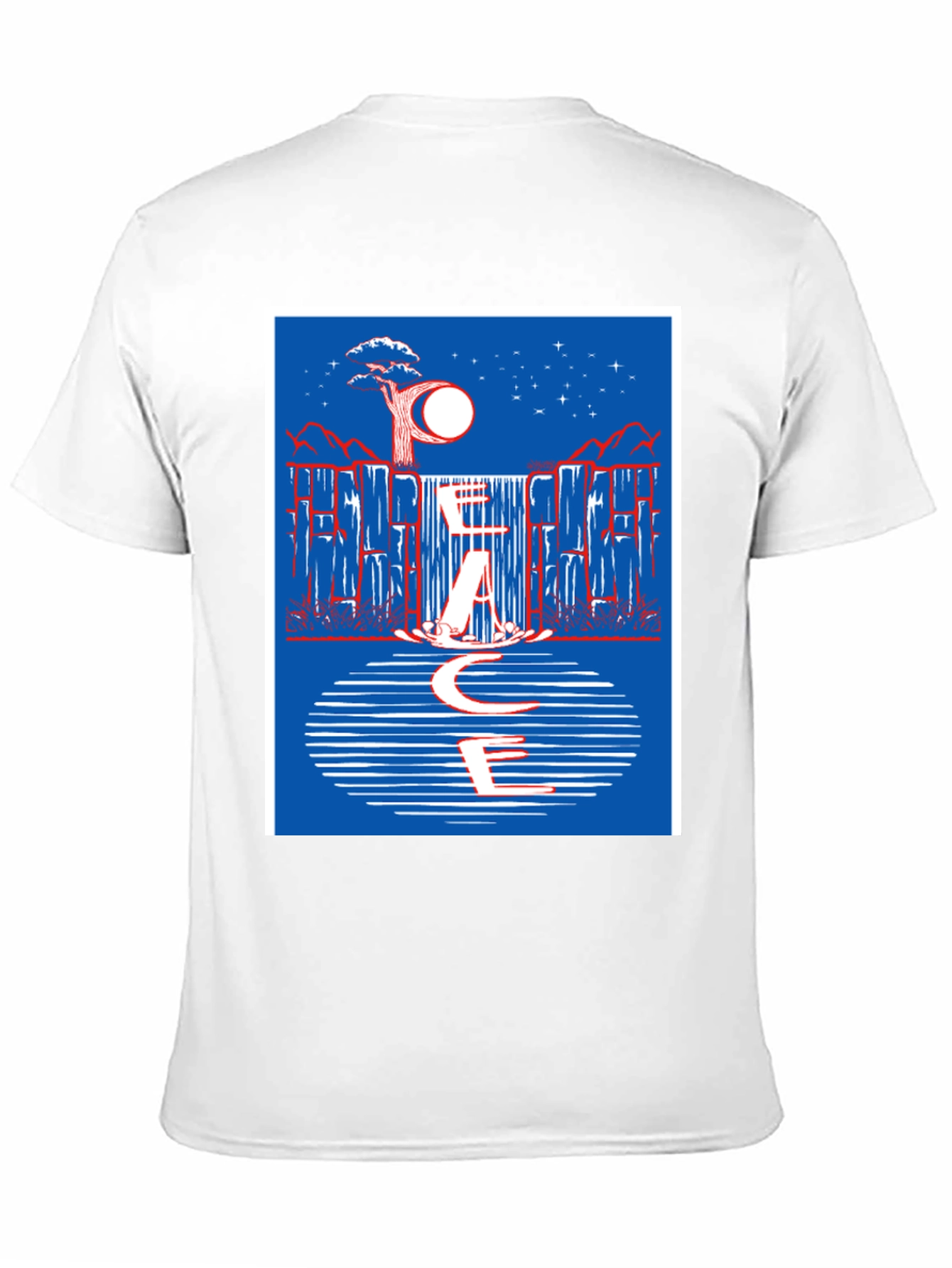 Abstract Waterfall Graphic Tee - Black Cotton Blend