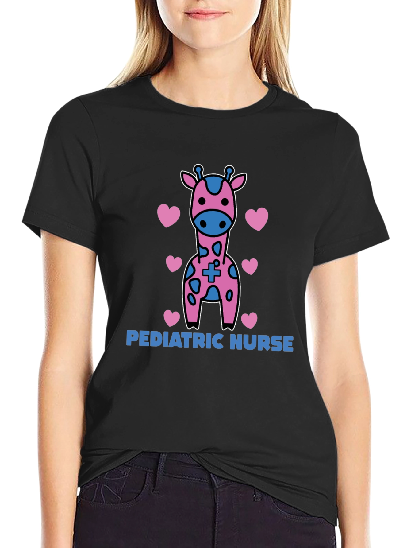 Pediatric Nurse Giraffe Heart T-Shirt