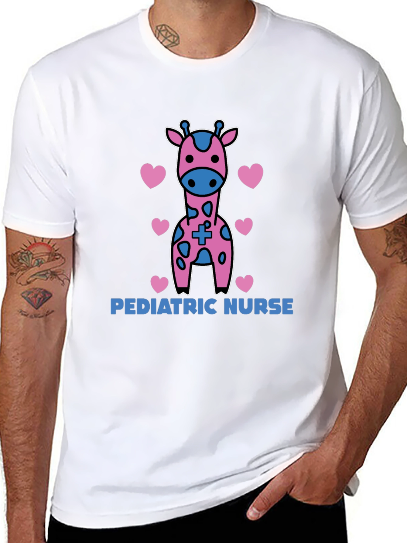 Pediatric Nurse Giraffe Heart T-Shirt