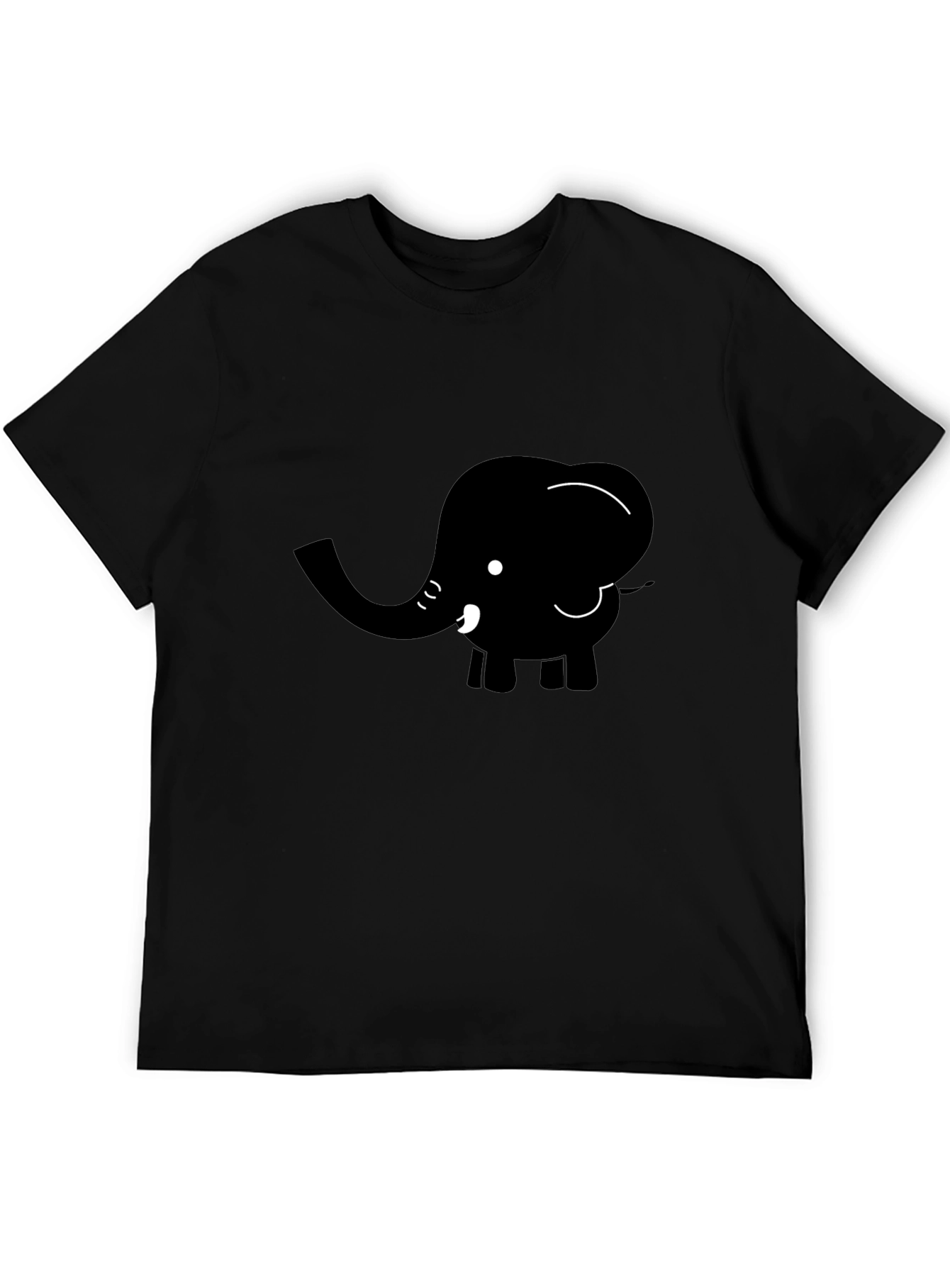 Black Elephant Graphic Tee - Cute Cartoon Animal Shirt