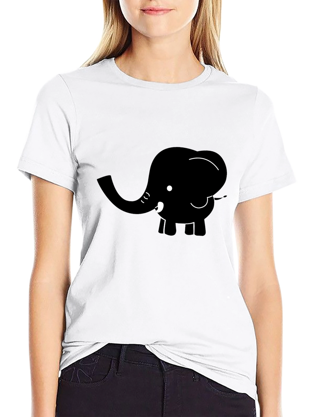 Black Elephant Graphic Tee - Cute Cartoon Animal Shirt