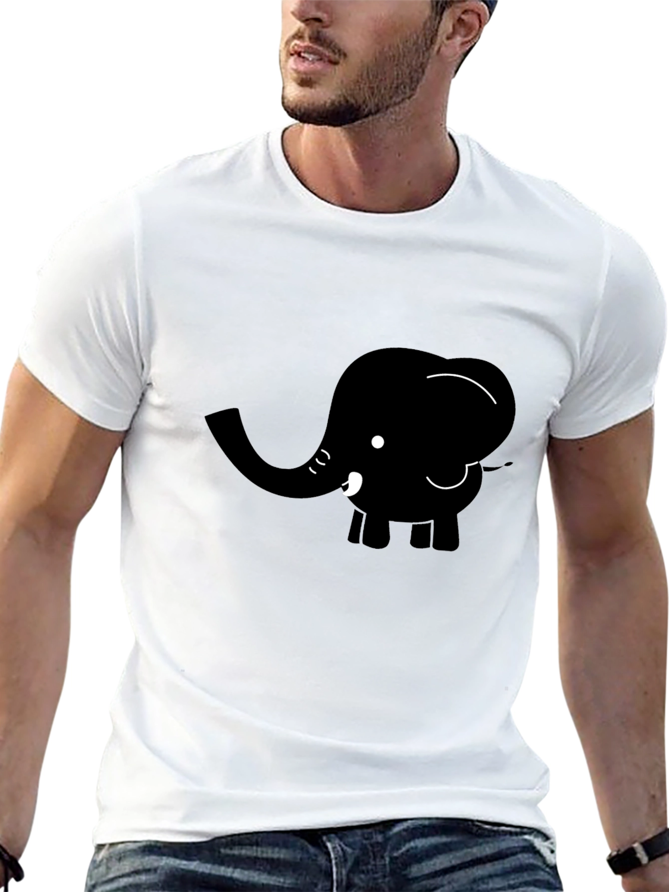 Black Elephant Graphic Tee - Cute Cartoon Animal Shirt