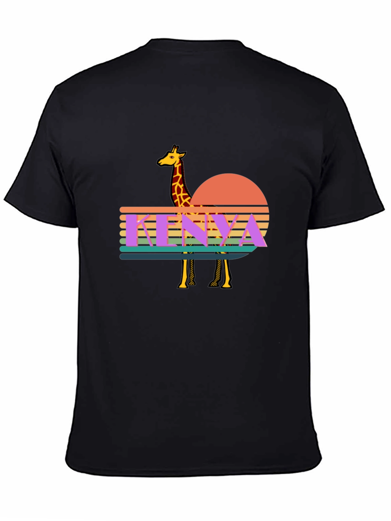 Kenya Giraffe Sunset T-Shirt - Retro Graphic Tee