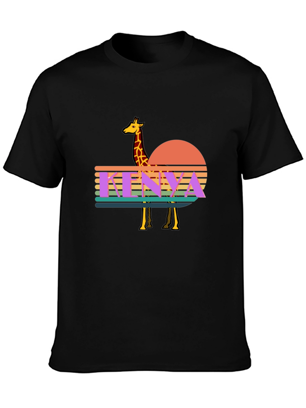 Kenya Giraffe Sunset T-Shirt - Retro Graphic Tee