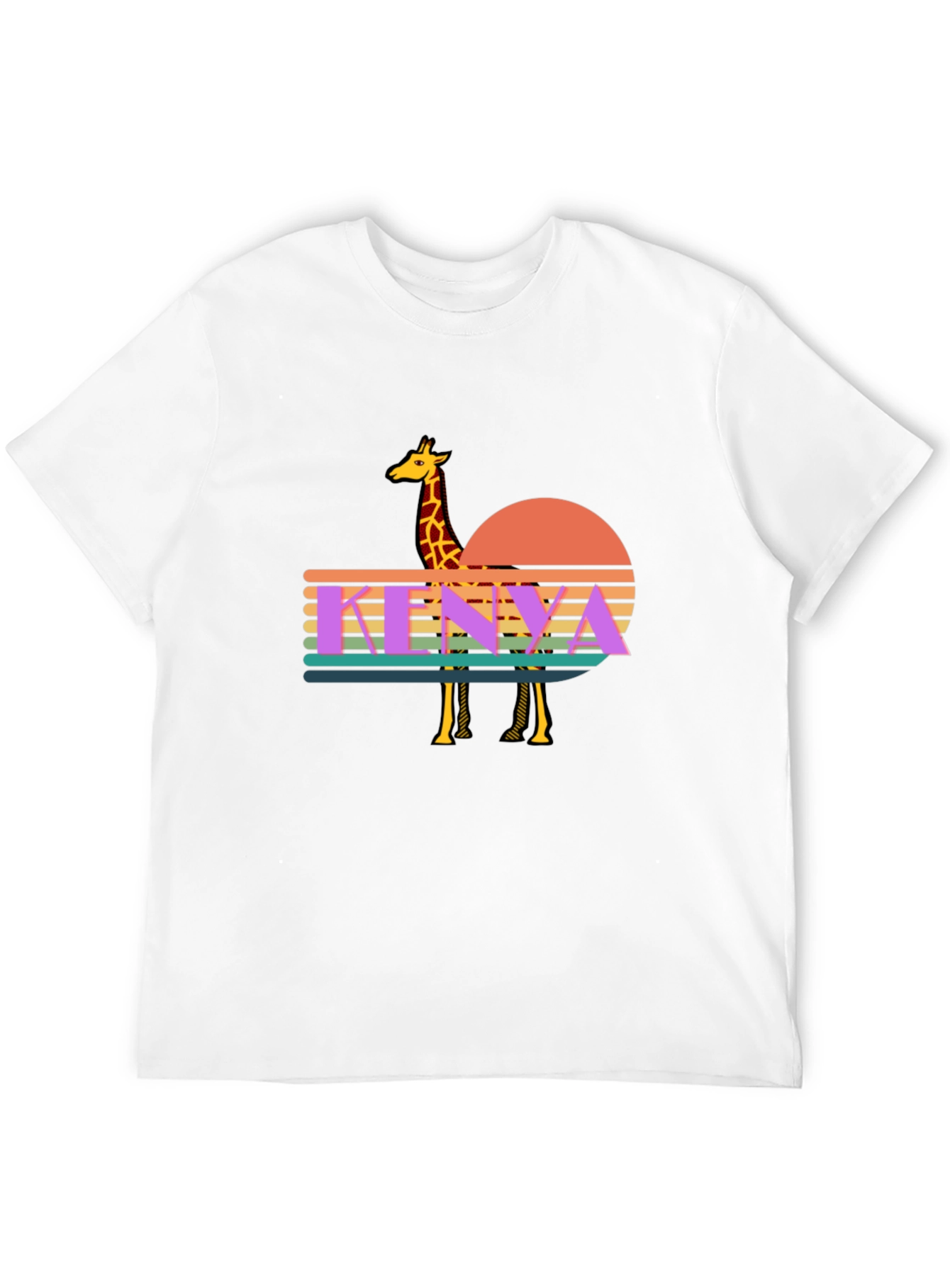 Kenya Giraffe Sunset T-Shirt - Retro Graphic Tee