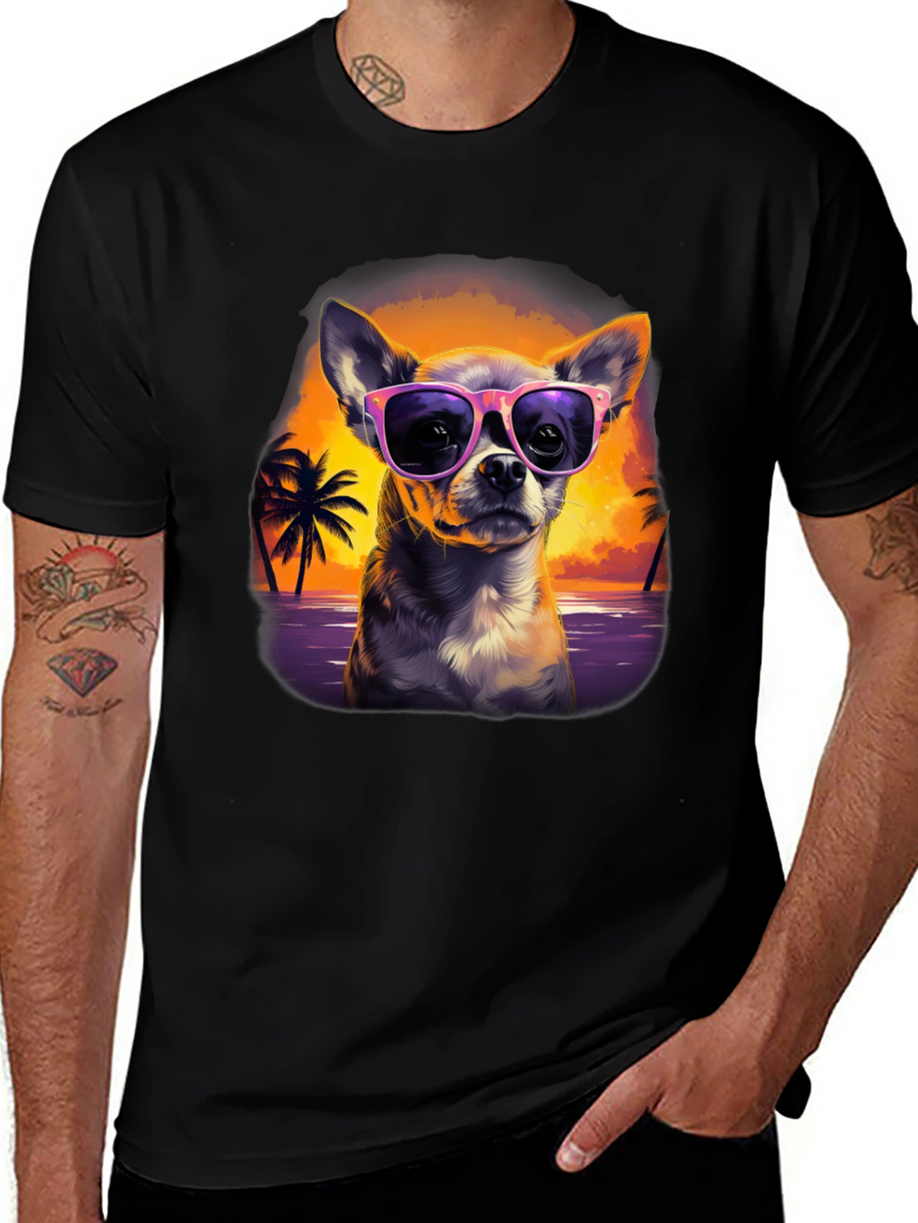 Chihuahua Sunset T-Shirt - Cool Dog Design