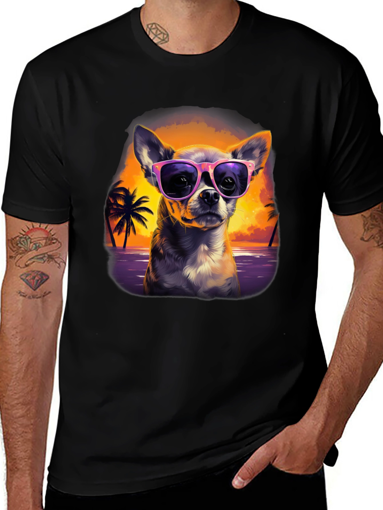 Chihuahua Sunset T-Shirt - Cool Dog Design