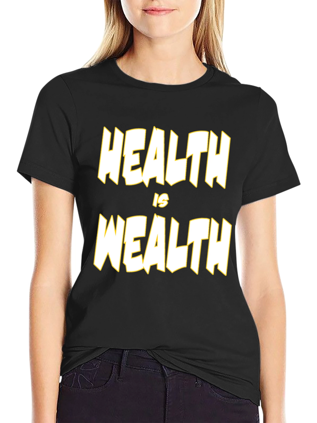 Health is Wealth Black Graphic T-Shirt