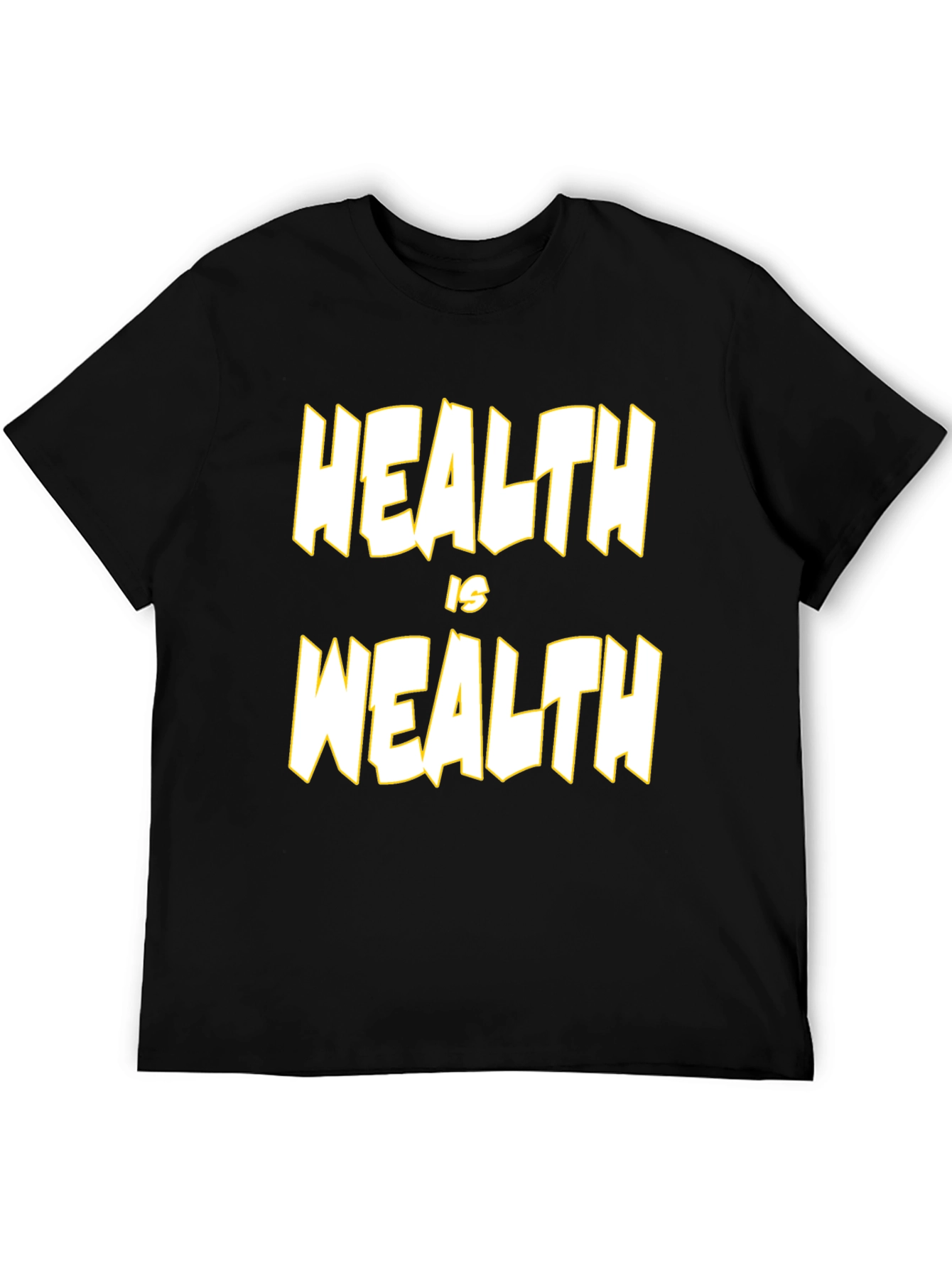 Health is Wealth Black Graphic T-Shirt