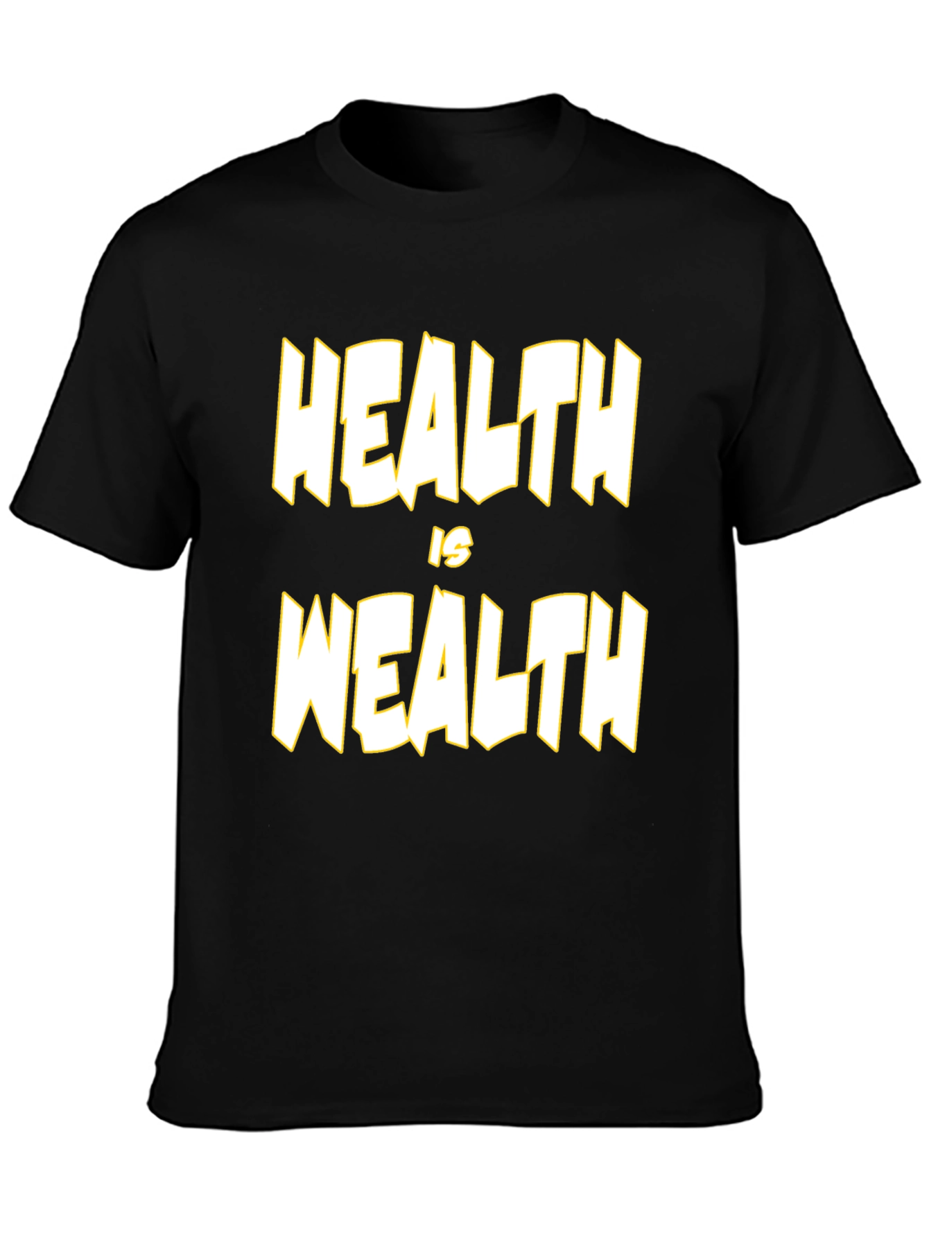 Health is Wealth Black Graphic T-Shirt