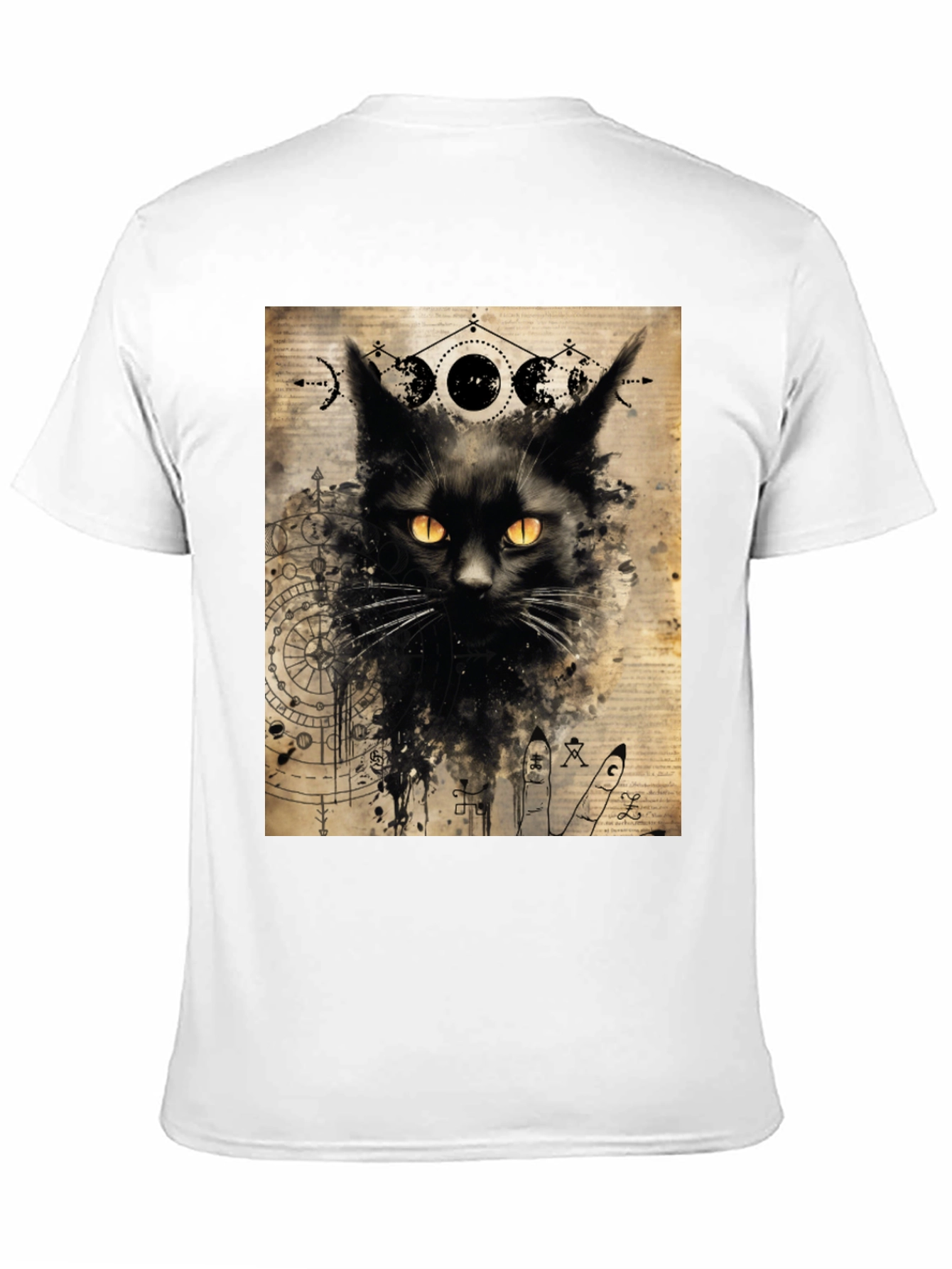Mystic Cat Graphic Tee - Black Cotton