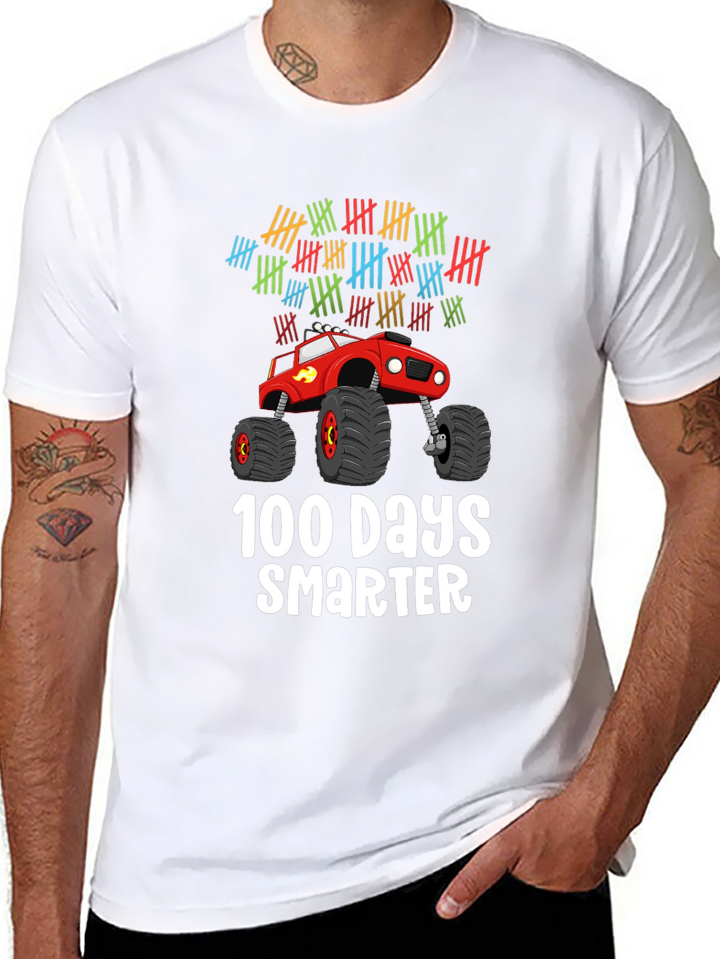 100 Days Smarter Monster Truck T-Shirt