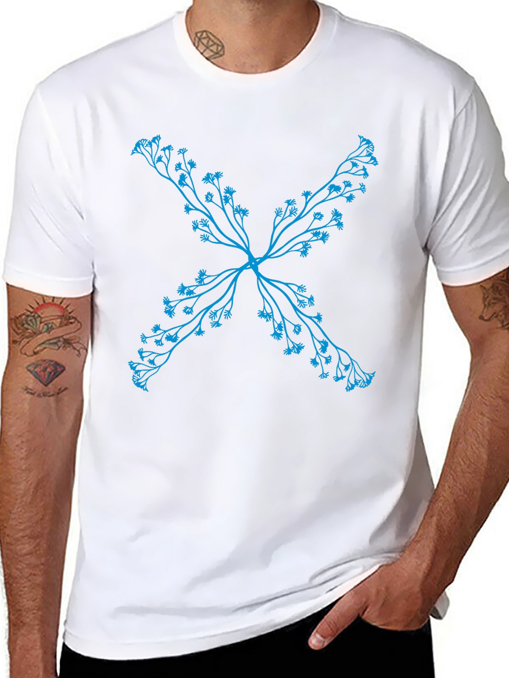 Floral X Black T-Shirt - Stylish Casual Wear