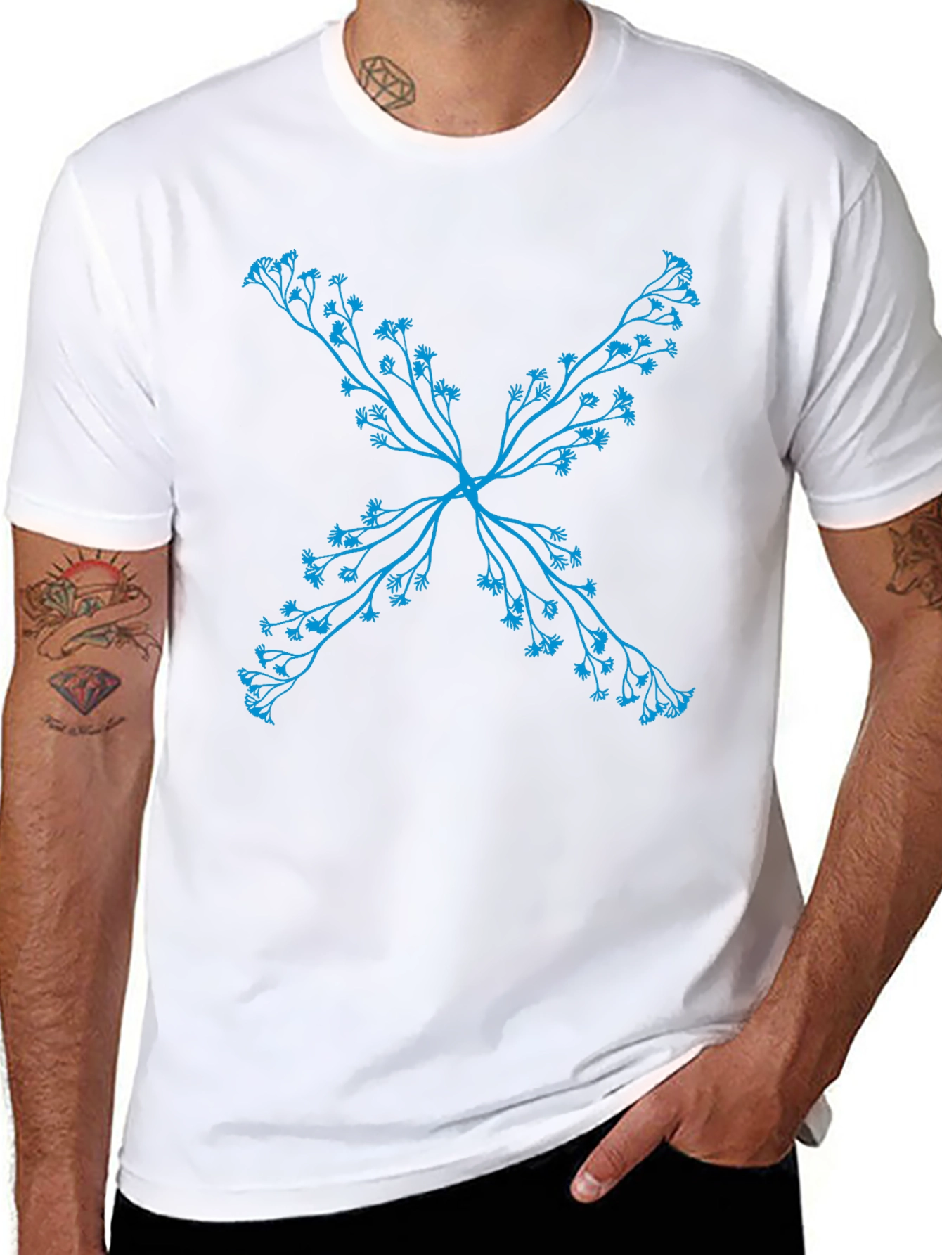 Floral X Black T-Shirt - Stylish Casual Wear