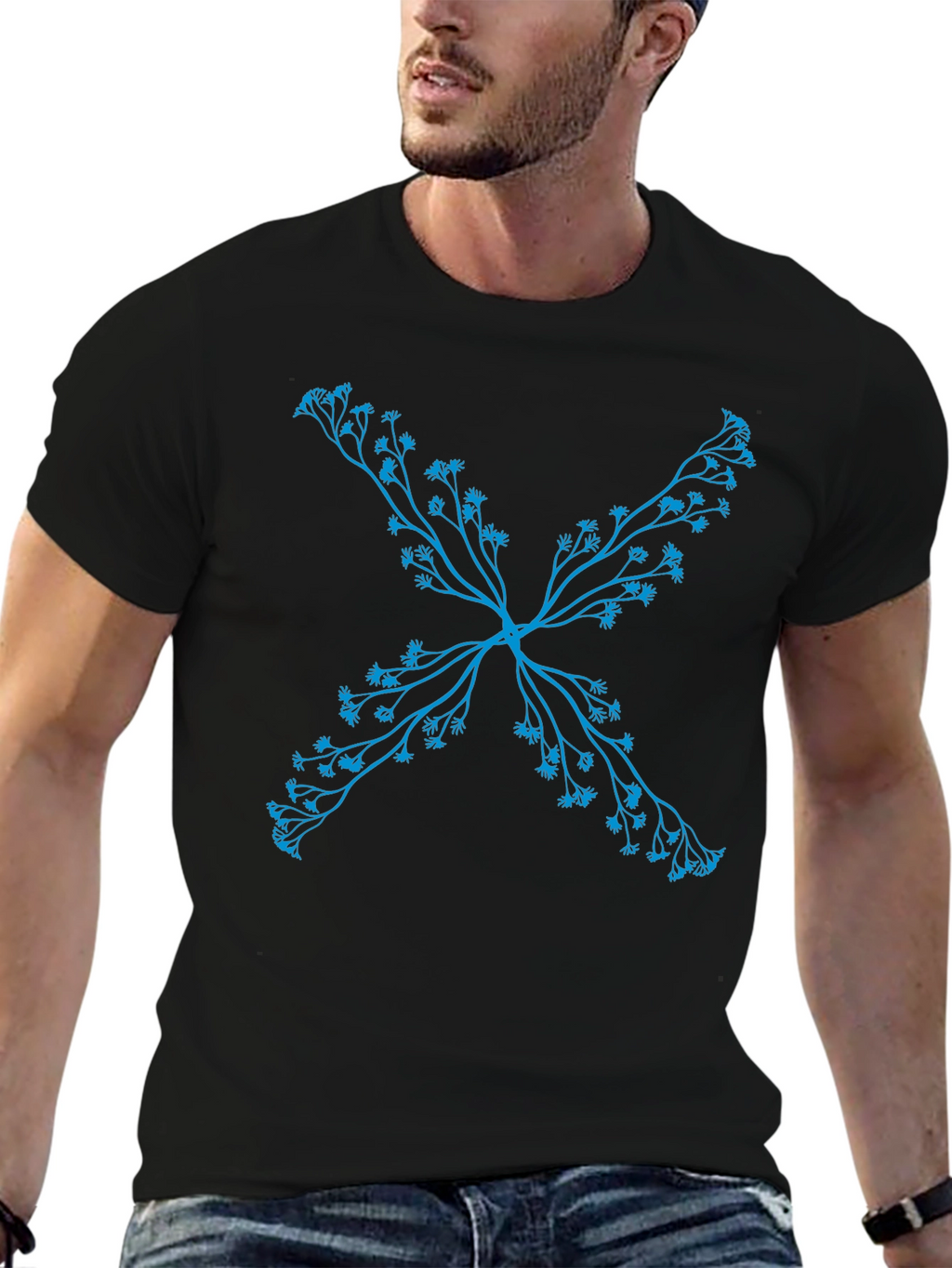 Floral X Black T-Shirt - Stylish Casual Wear