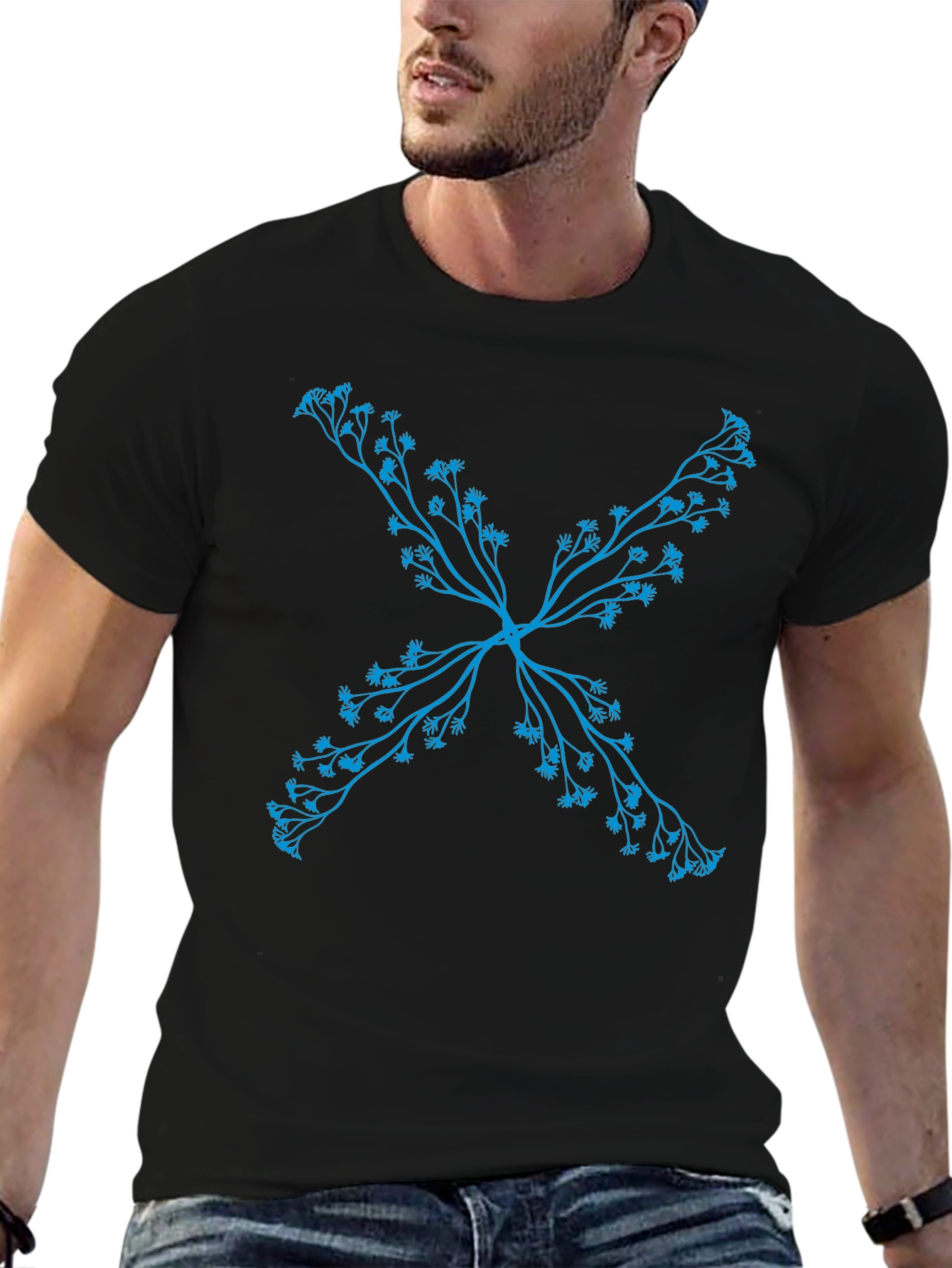 Floral X Black T-Shirt - Stylish Casual Wear