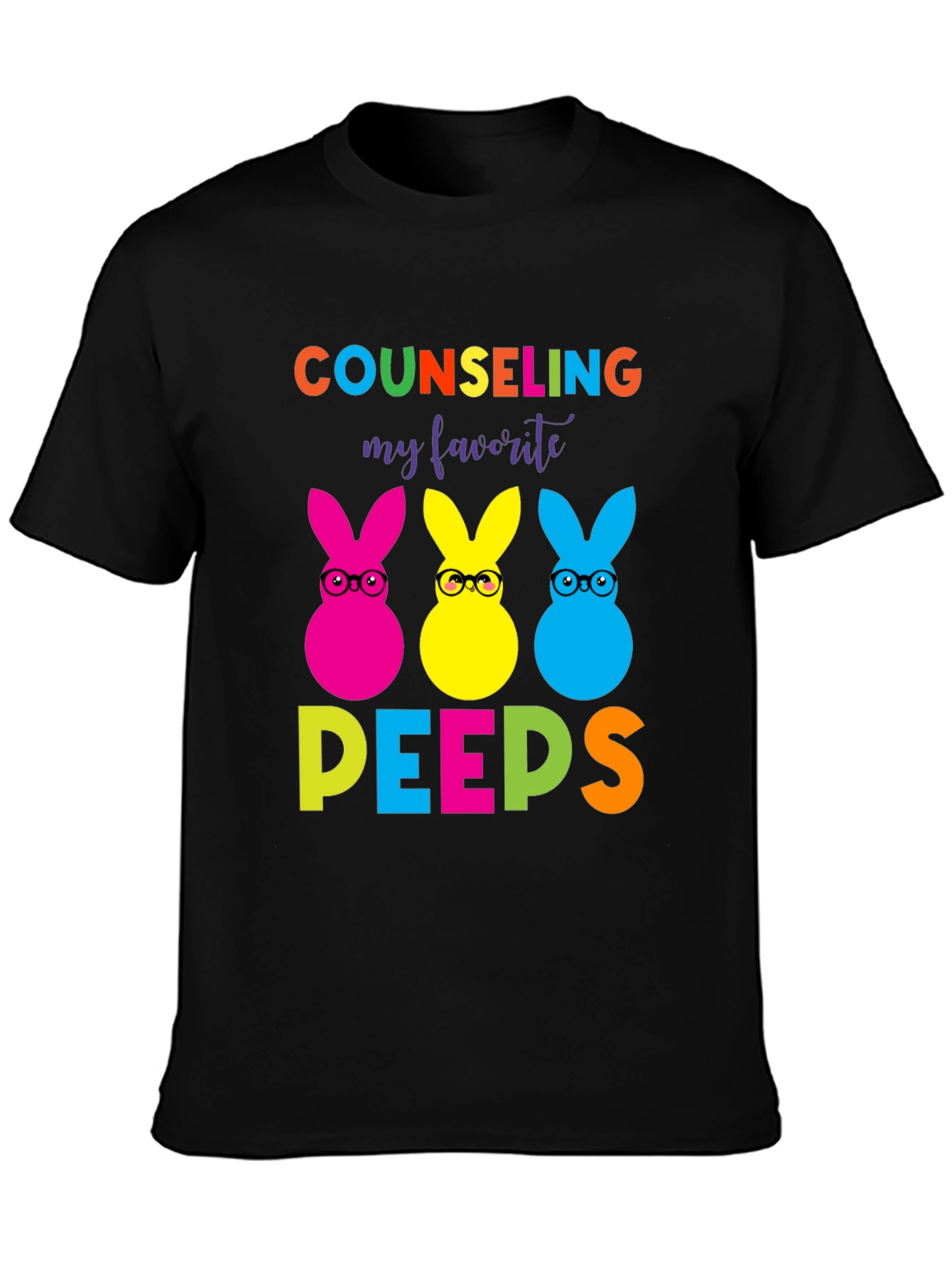 Counseling Peeps T-Shirt - Colorful Easter Bunny Tee