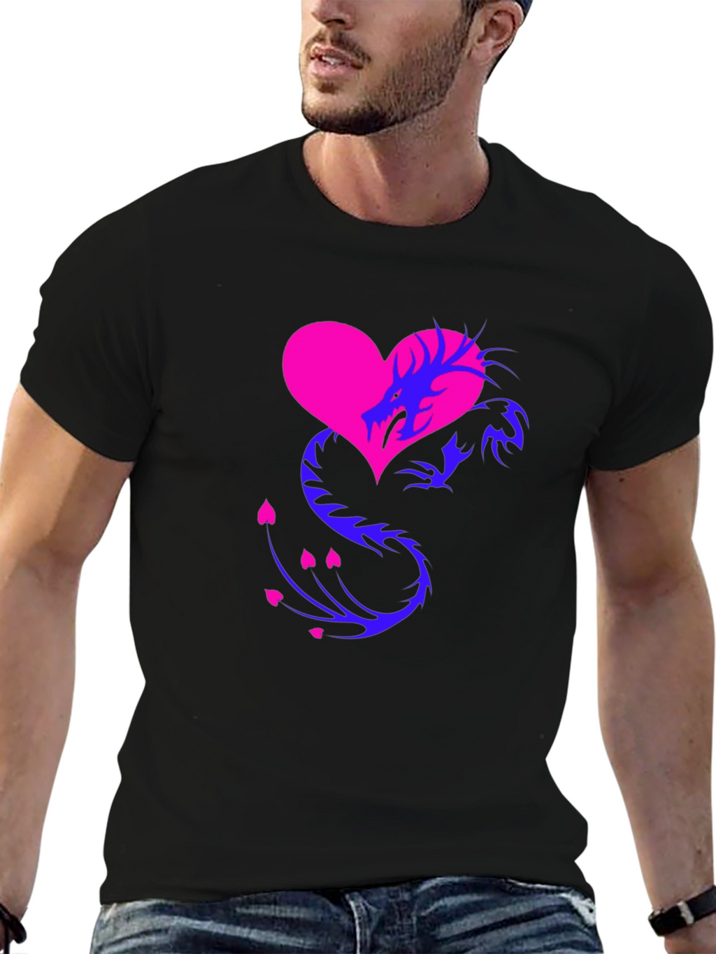 Dragon Heart Graphic Tee - Stylish Mens Shirt