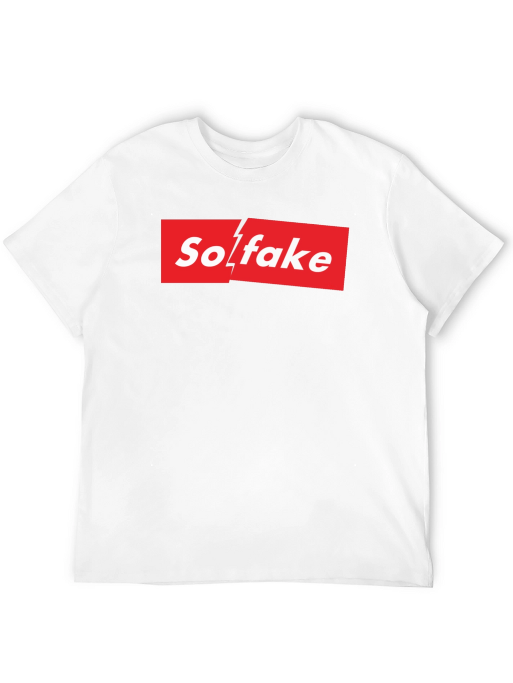 So Fake Box Logo Graphic Tee - Novelty T-Shirt